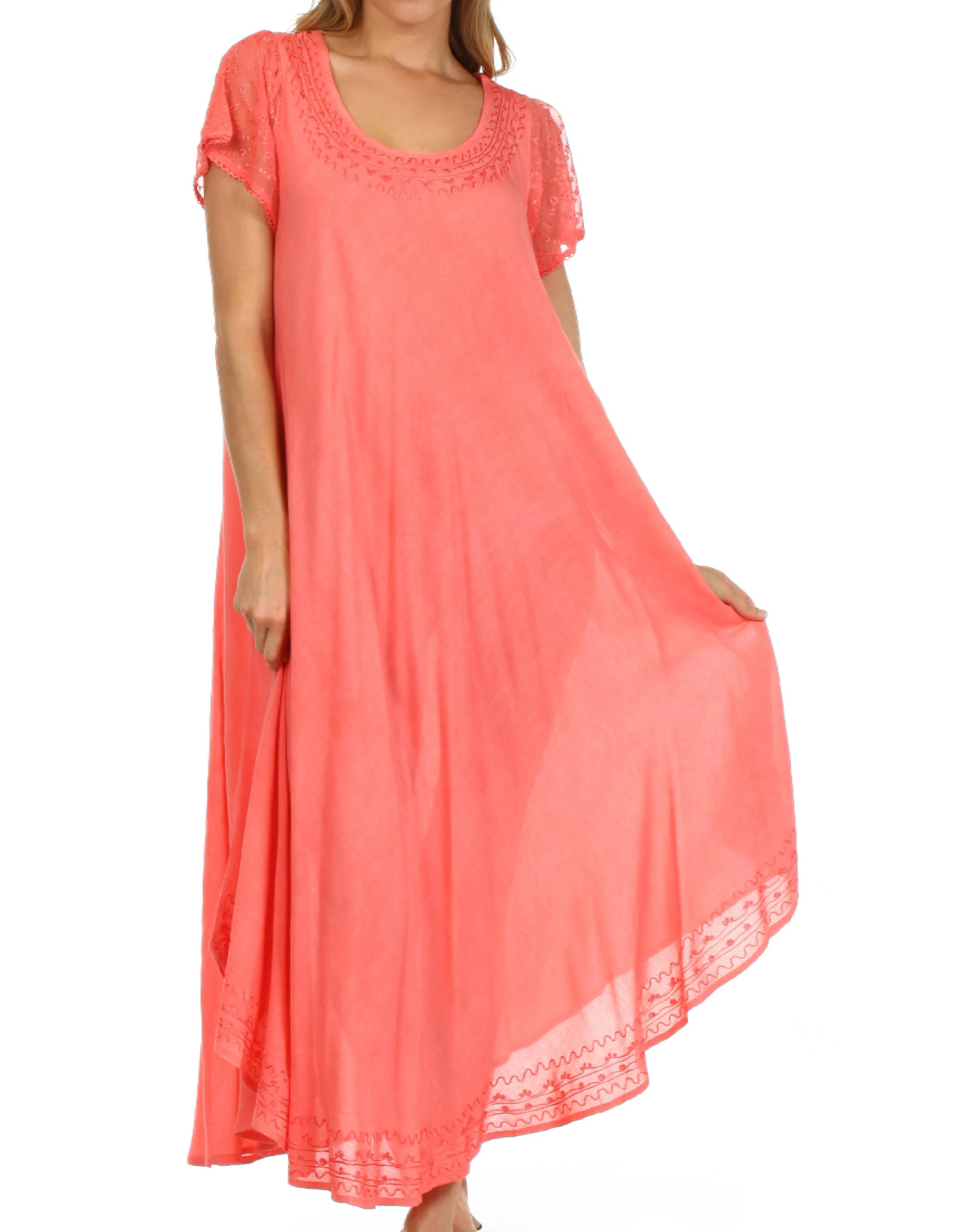 Sakkas Everyday Essentials Cap Sleeve Caftan Dress / Cover Up