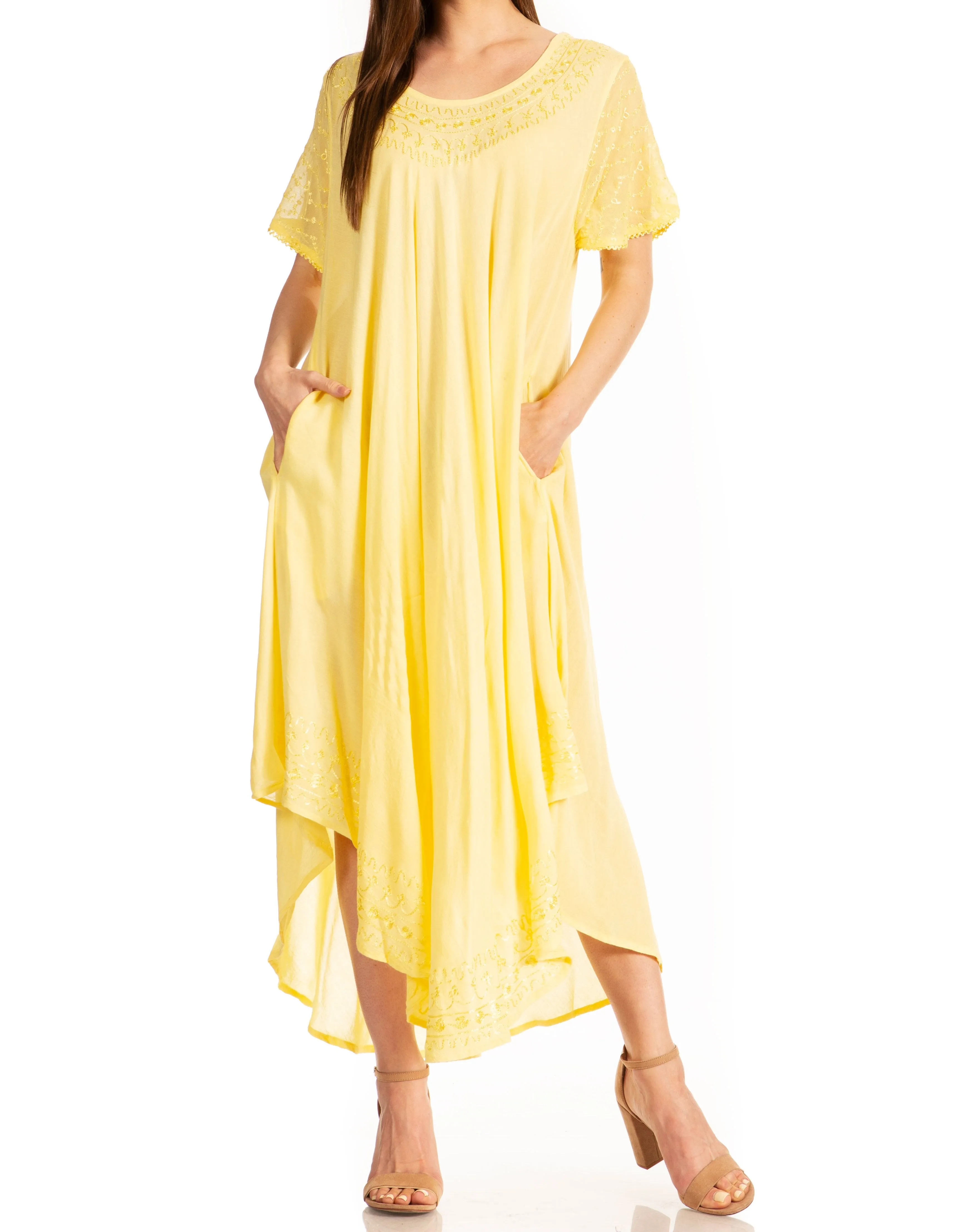 Sakkas Everyday Essentials Cap Sleeve Caftan Dress / Cover Up