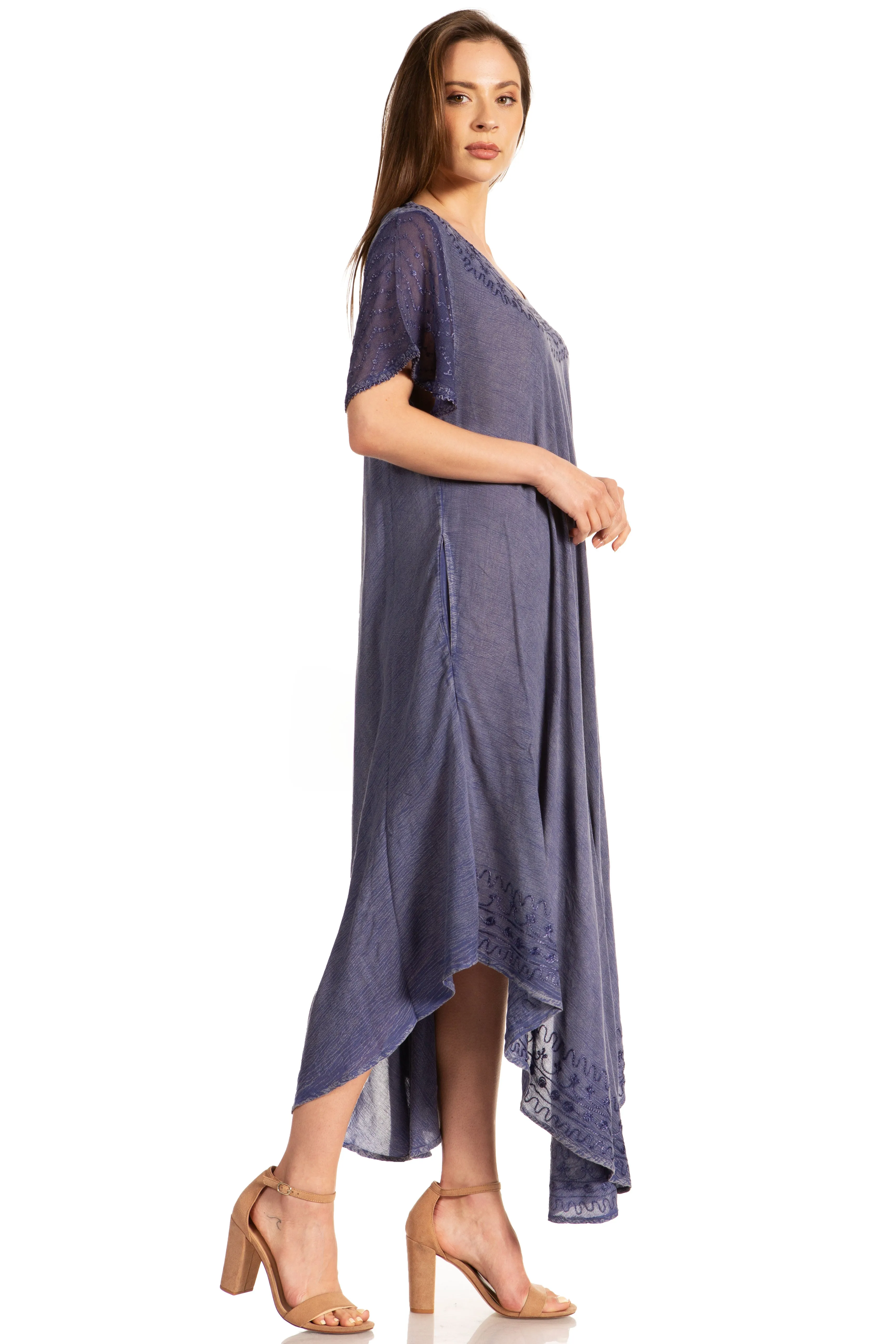 Sakkas Everyday Essentials Cap Sleeve Caftan Dress / Cover Up