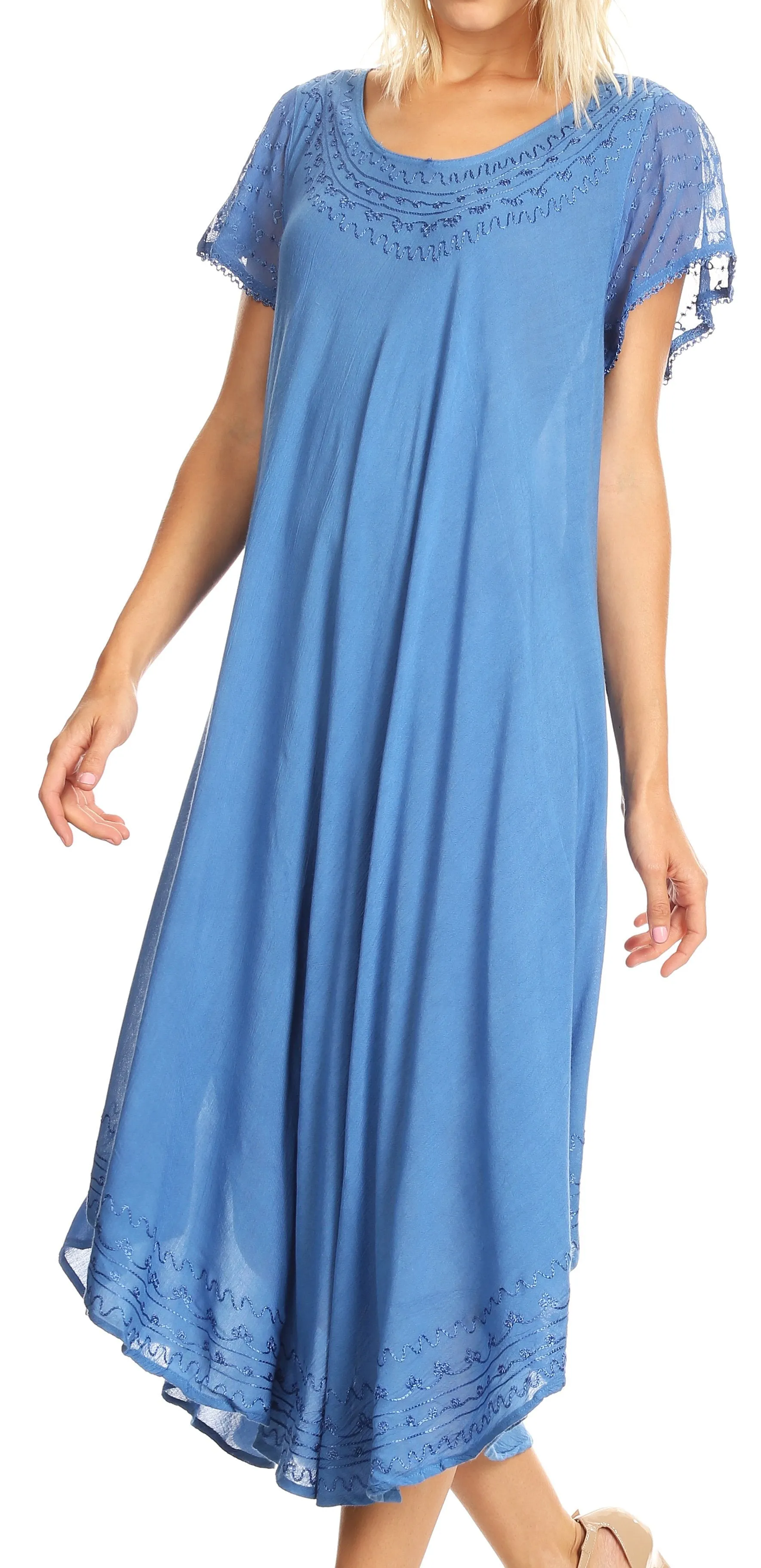 Sakkas Everyday Essentials Cap Sleeve Caftan Dress / Cover Up