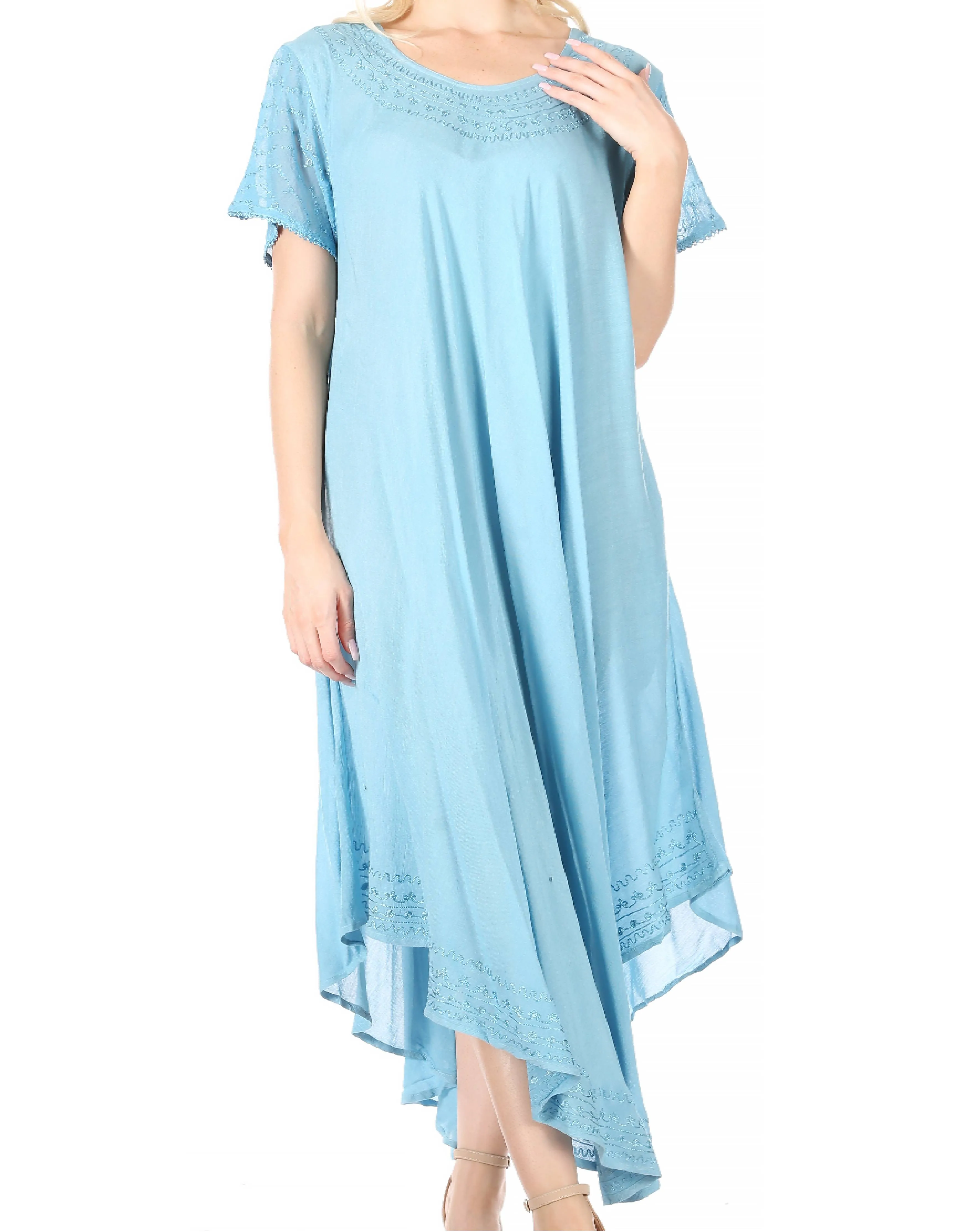 Sakkas Everyday Essentials Cap Sleeve Caftan Dress / Cover Up