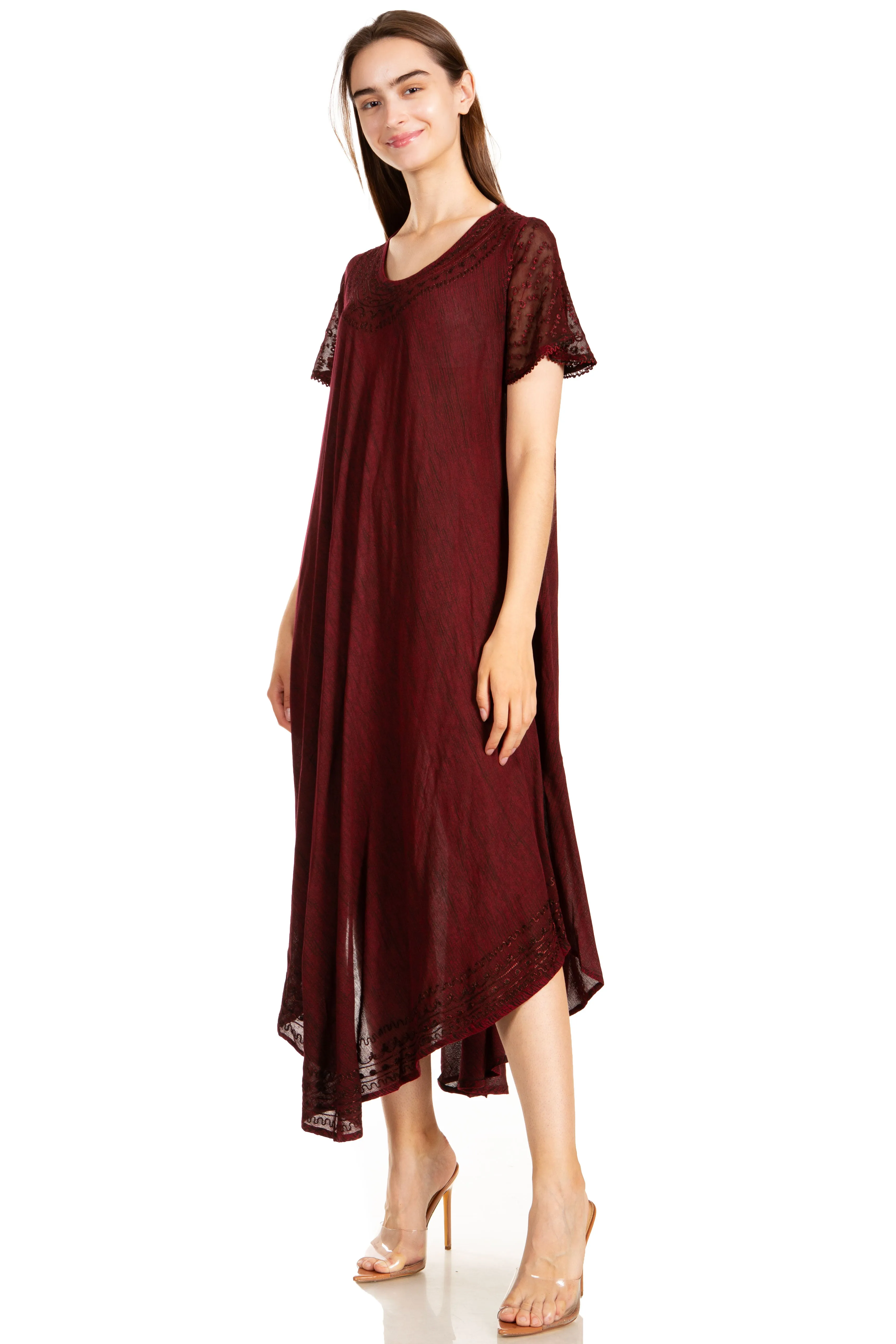 Sakkas Everyday Essentials Cap Sleeve Caftan Dress / Cover Up