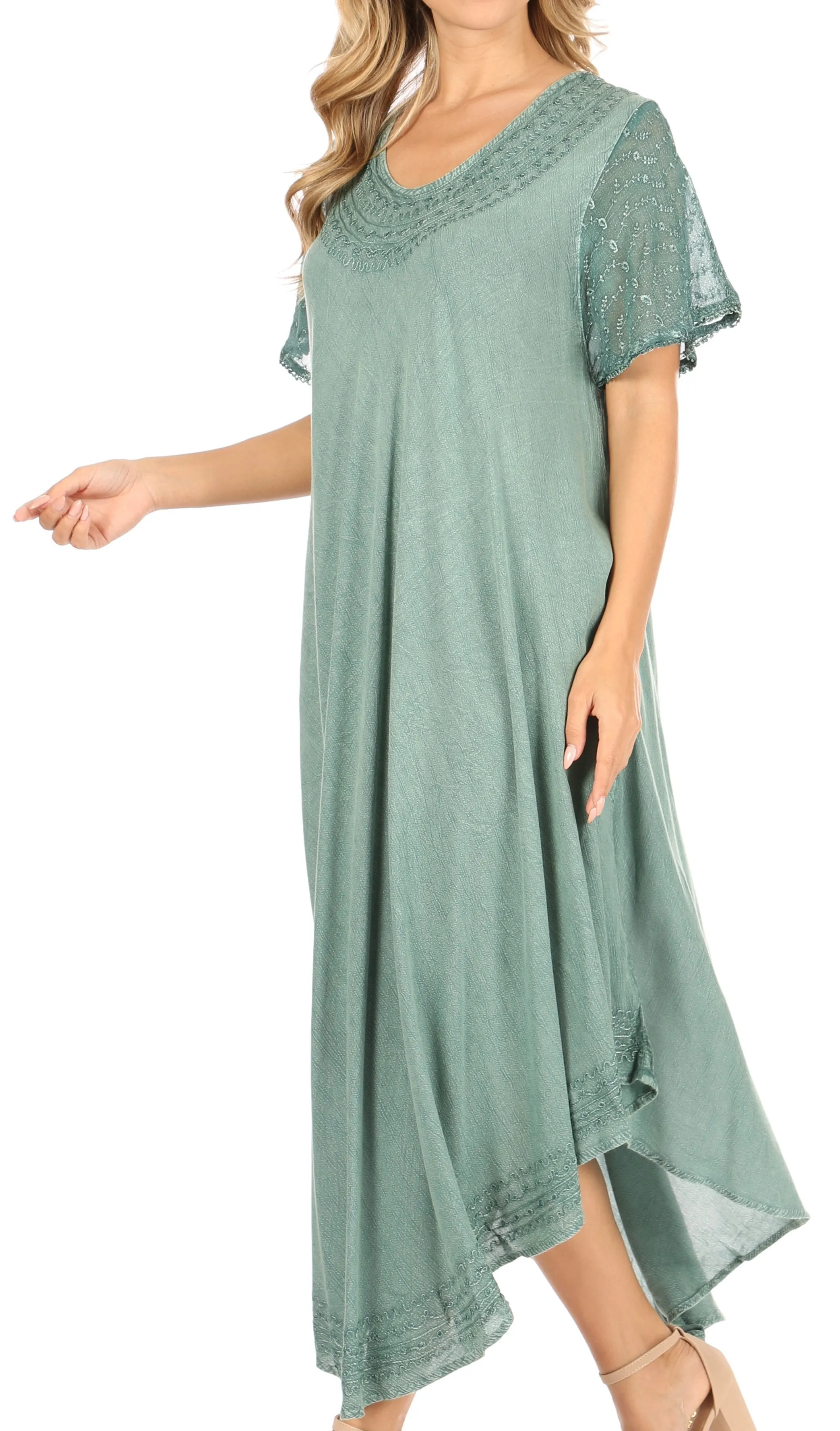 Sakkas Everyday Essentials Cap Sleeve Caftan Dress / Cover Up