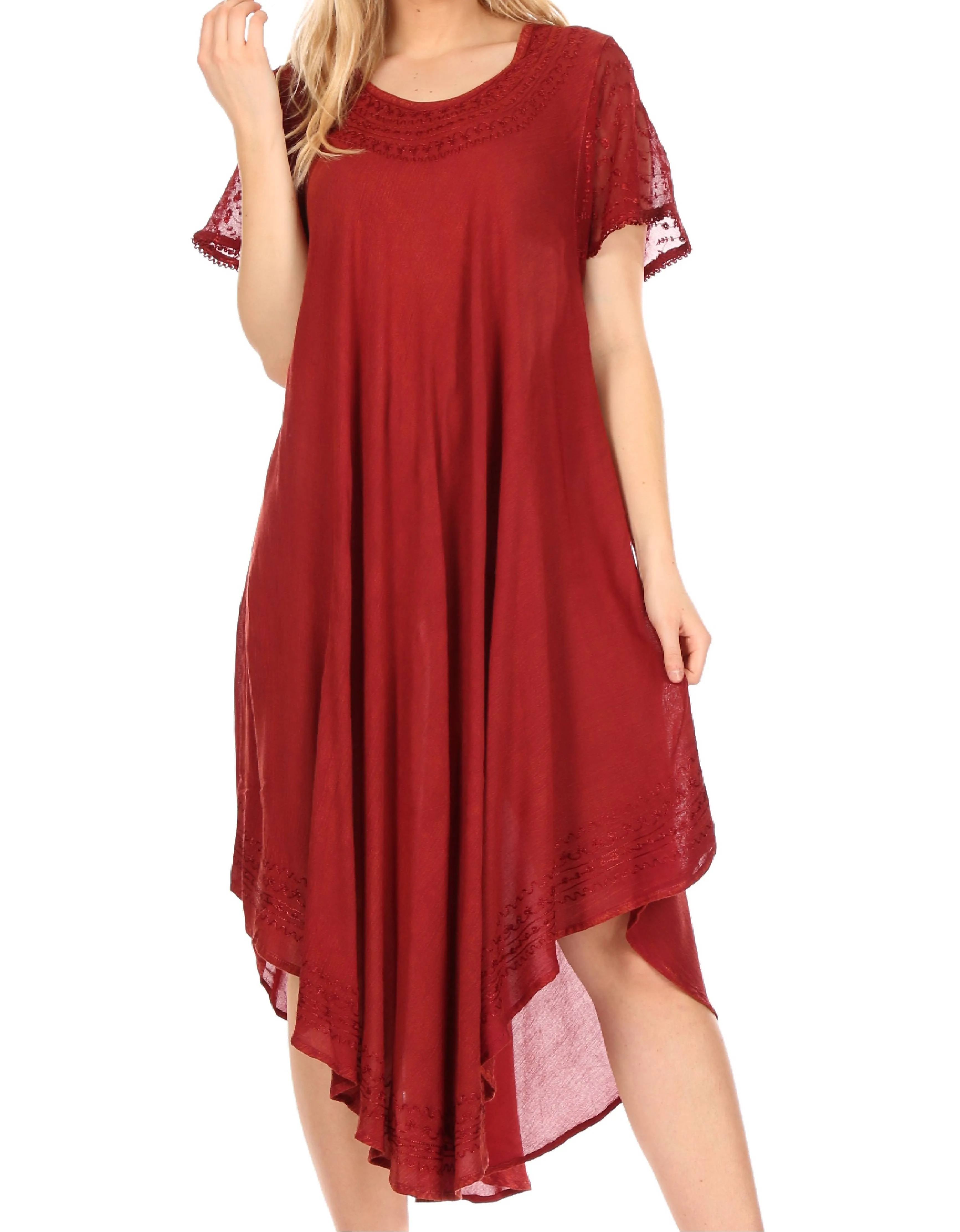 Sakkas Everyday Essentials Cap Sleeve Caftan Dress / Cover Up