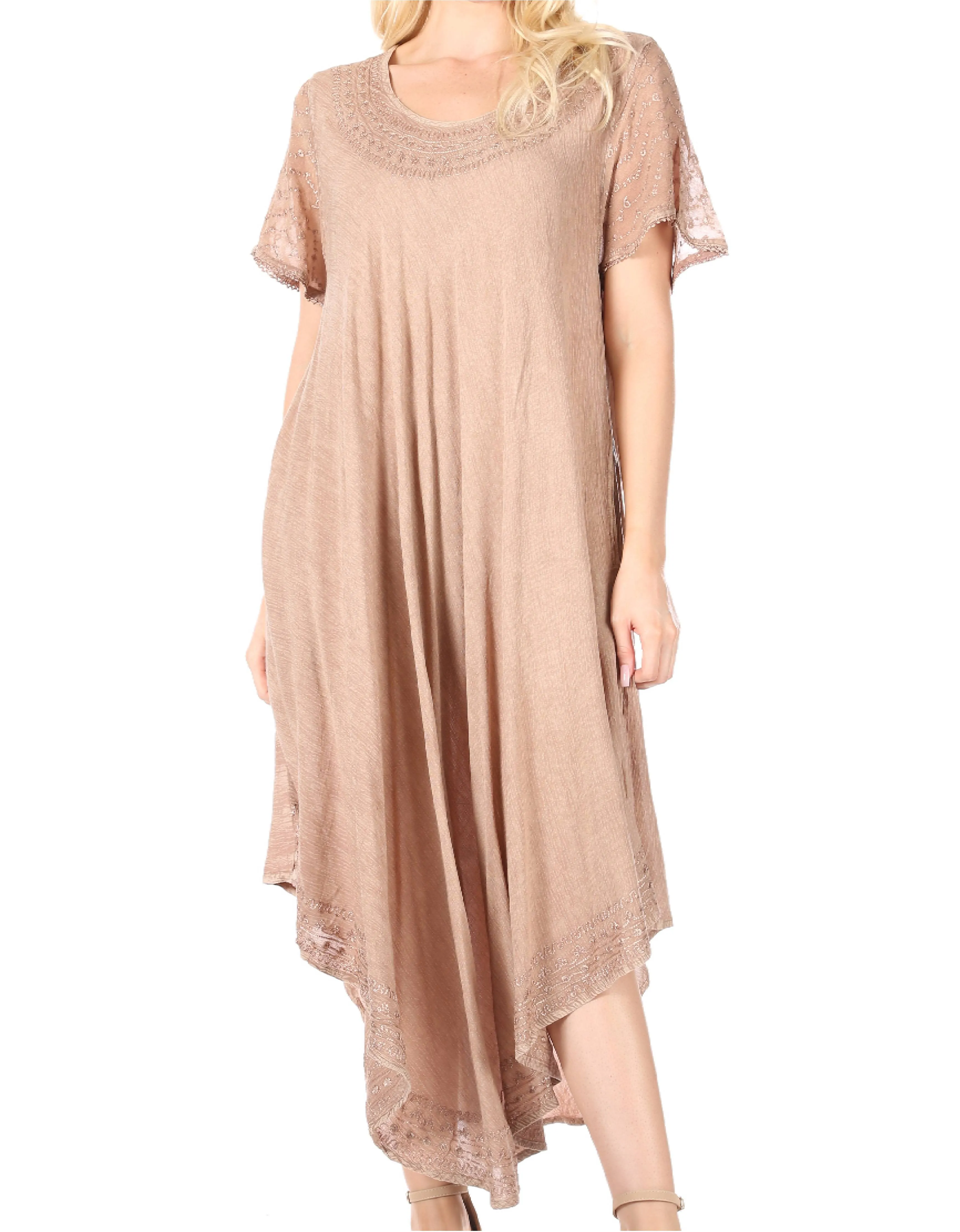 Sakkas Everyday Essentials Cap Sleeve Caftan Dress / Cover Up