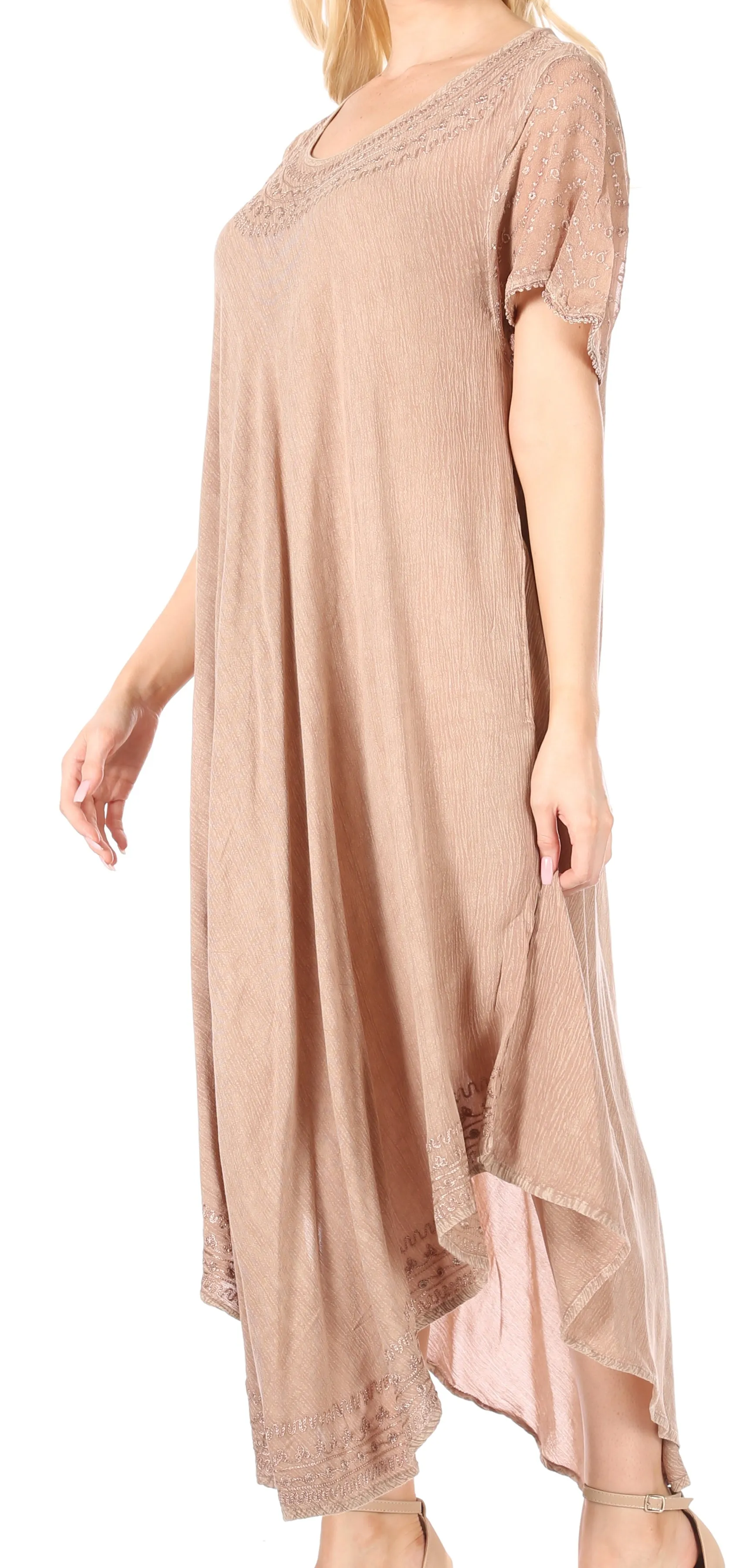 Sakkas Everyday Essentials Cap Sleeve Caftan Dress / Cover Up