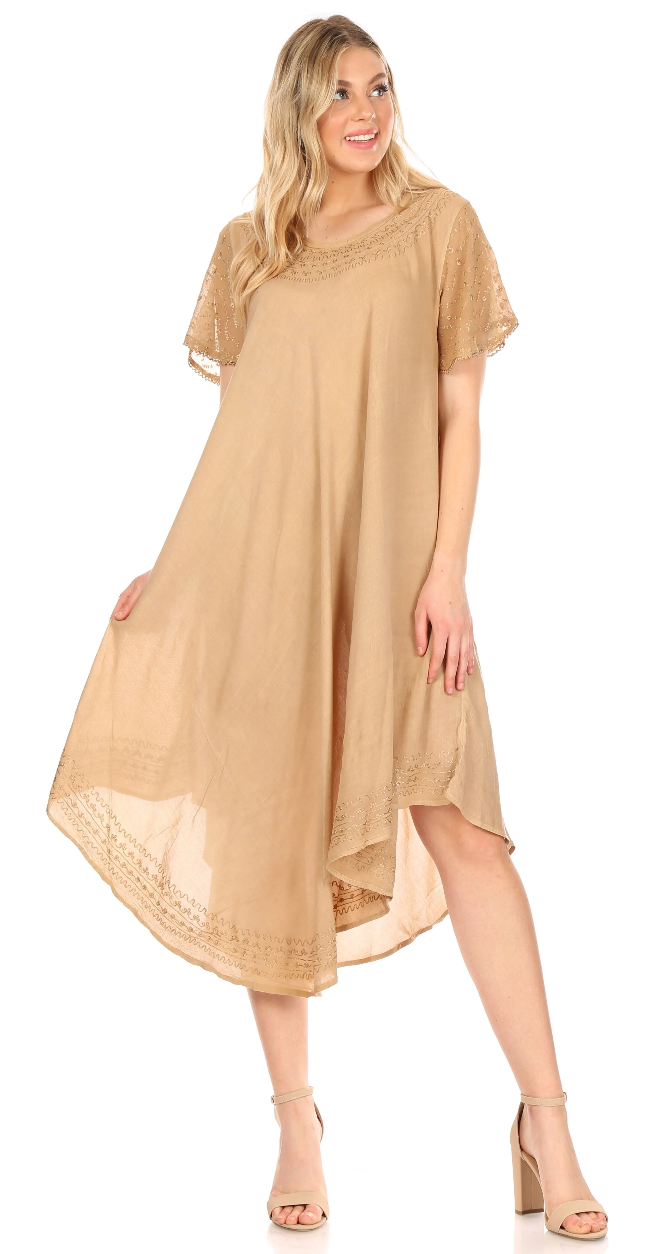 Sakkas Everyday Essentials Cap Sleeve Caftan Dress / Cover Up