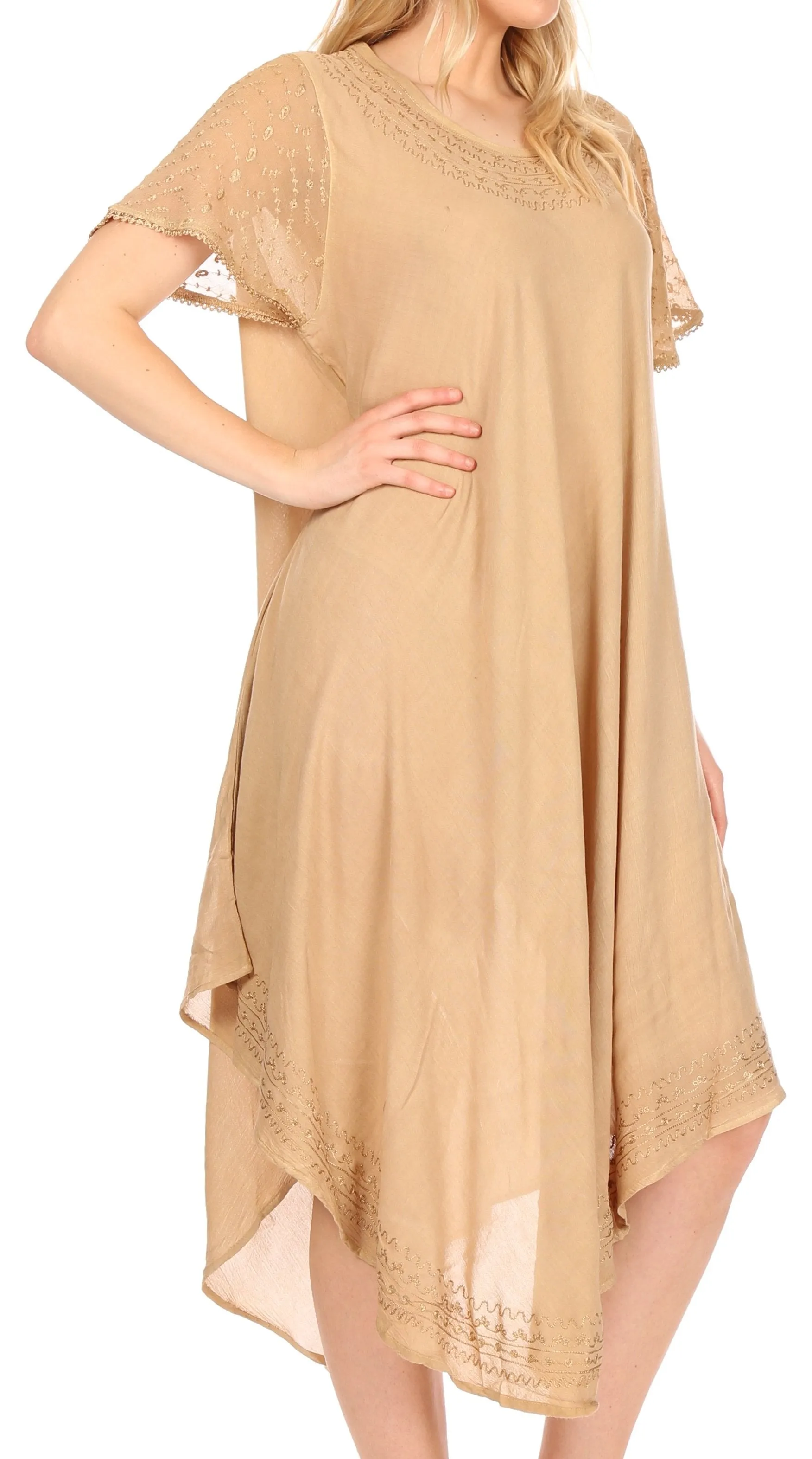 Sakkas Everyday Essentials Cap Sleeve Caftan Dress / Cover Up