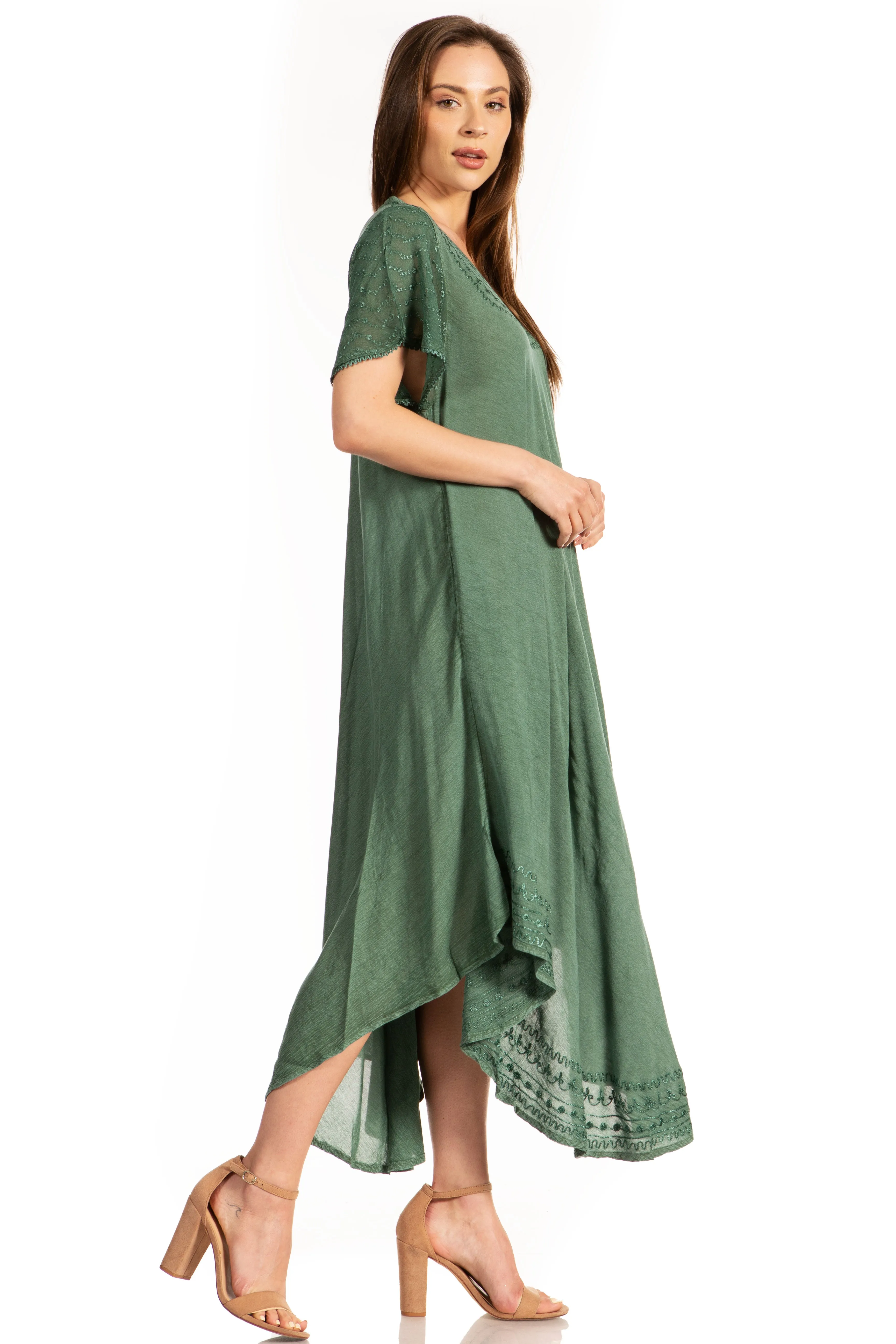 Sakkas Everyday Essentials Cap Sleeve Caftan Dress / Cover Up