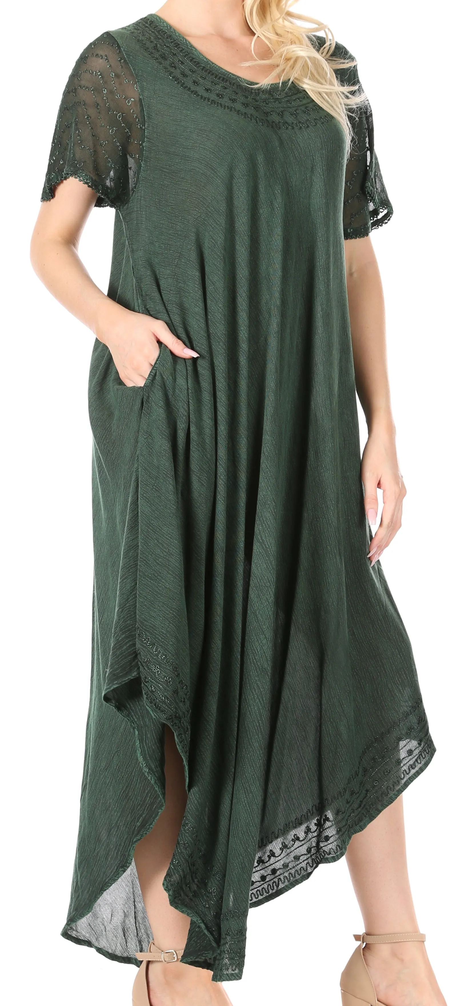 Sakkas Everyday Essentials Cap Sleeve Caftan Dress / Cover Up