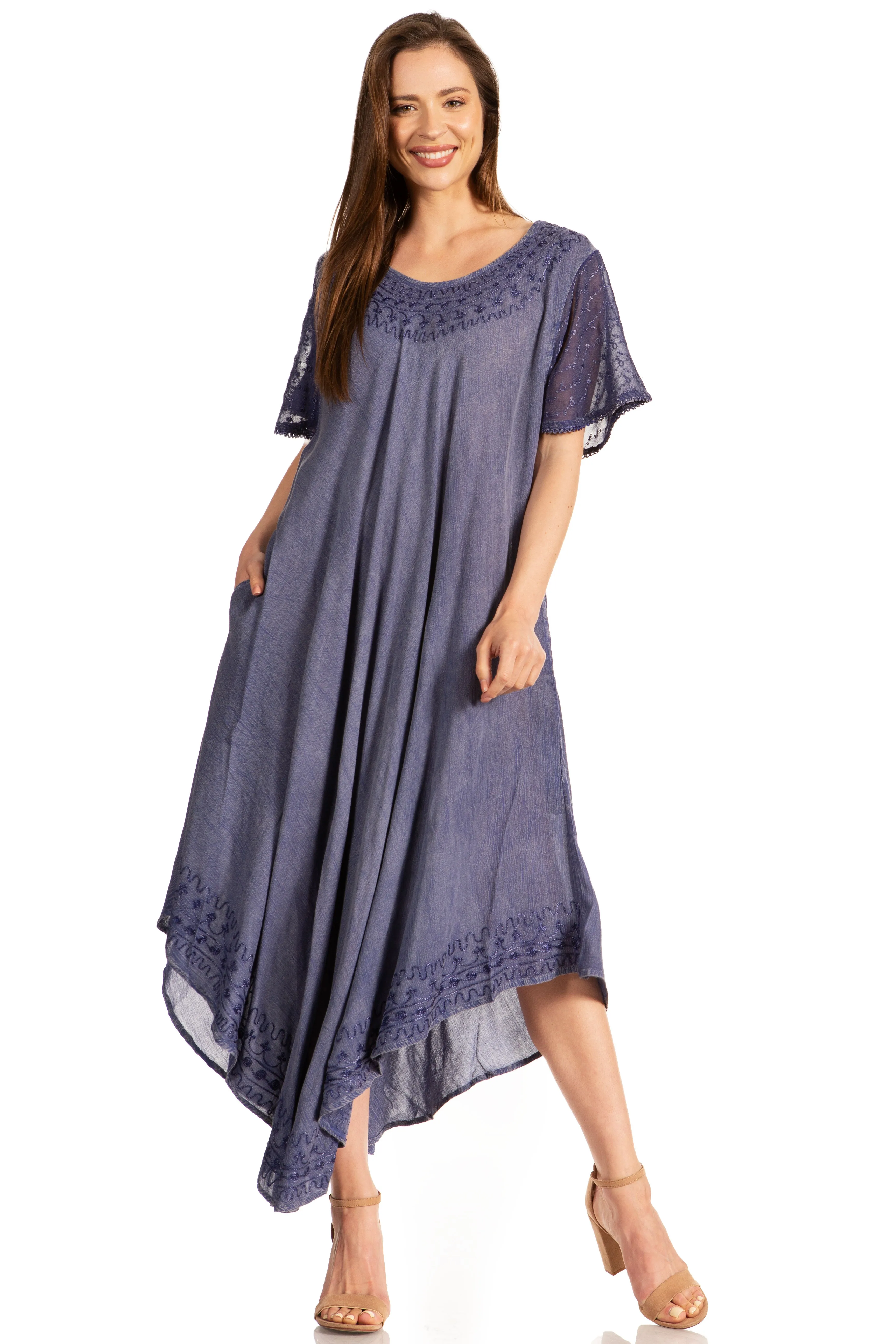 Sakkas Everyday Essentials Cap Sleeve Caftan Dress / Cover Up