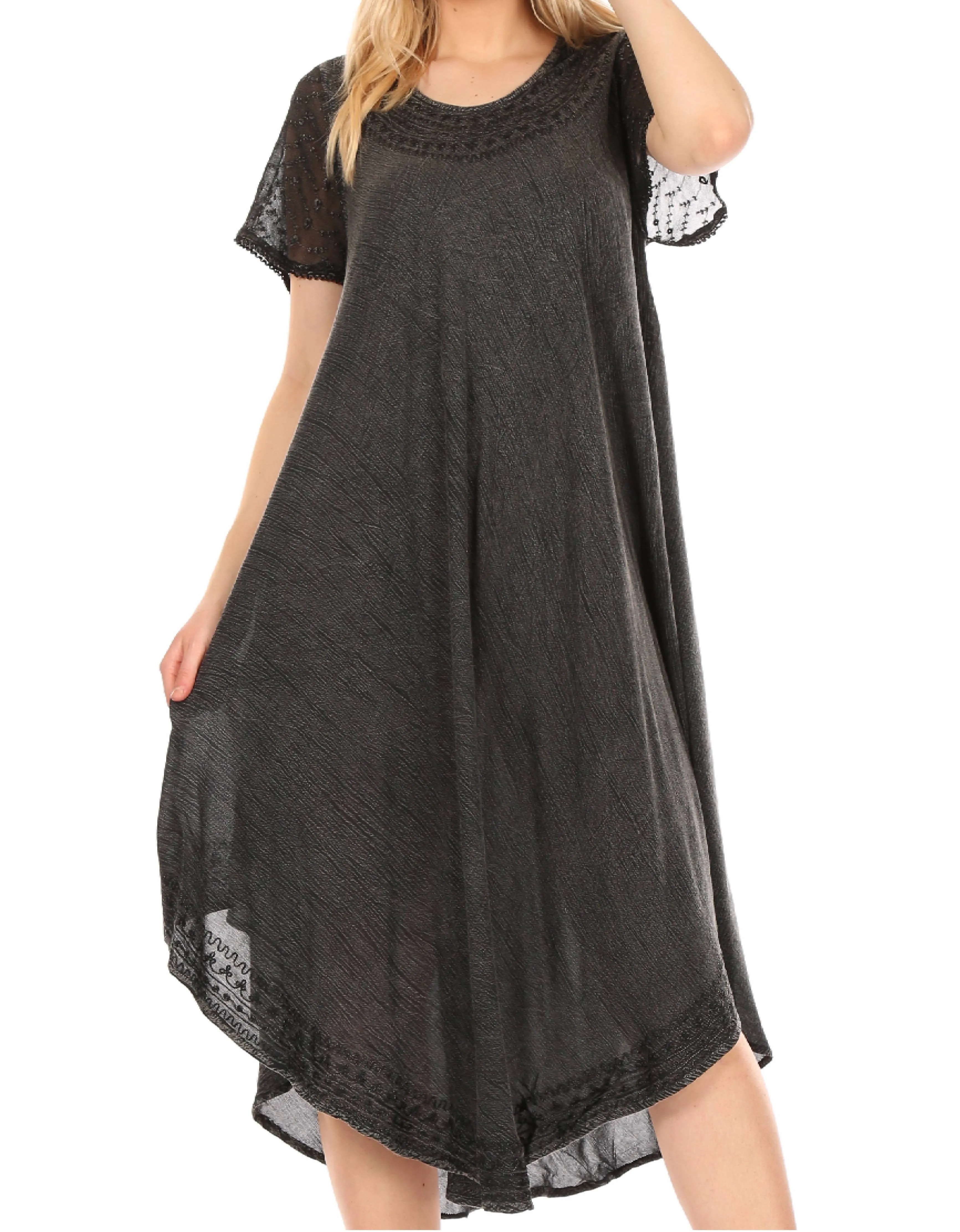 Sakkas Everyday Essentials Cap Sleeve Caftan Dress / Cover Up