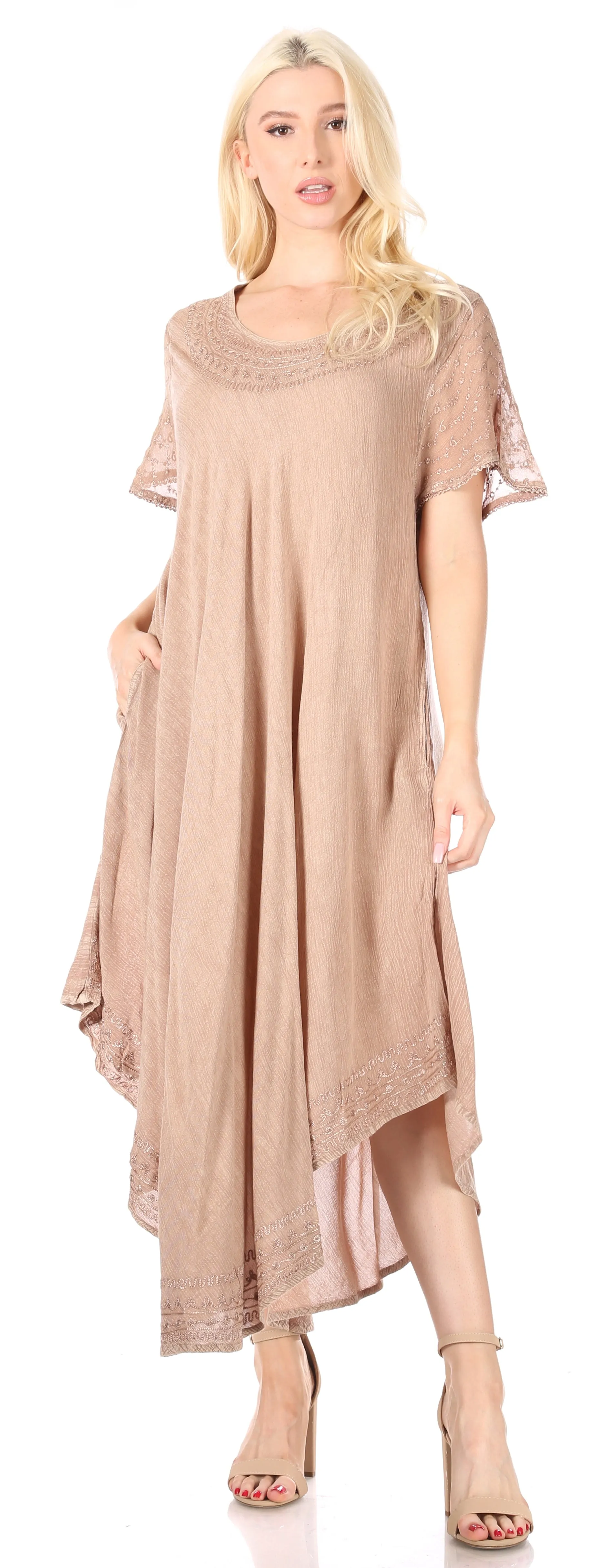 Sakkas Everyday Essentials Cap Sleeve Caftan Dress / Cover Up