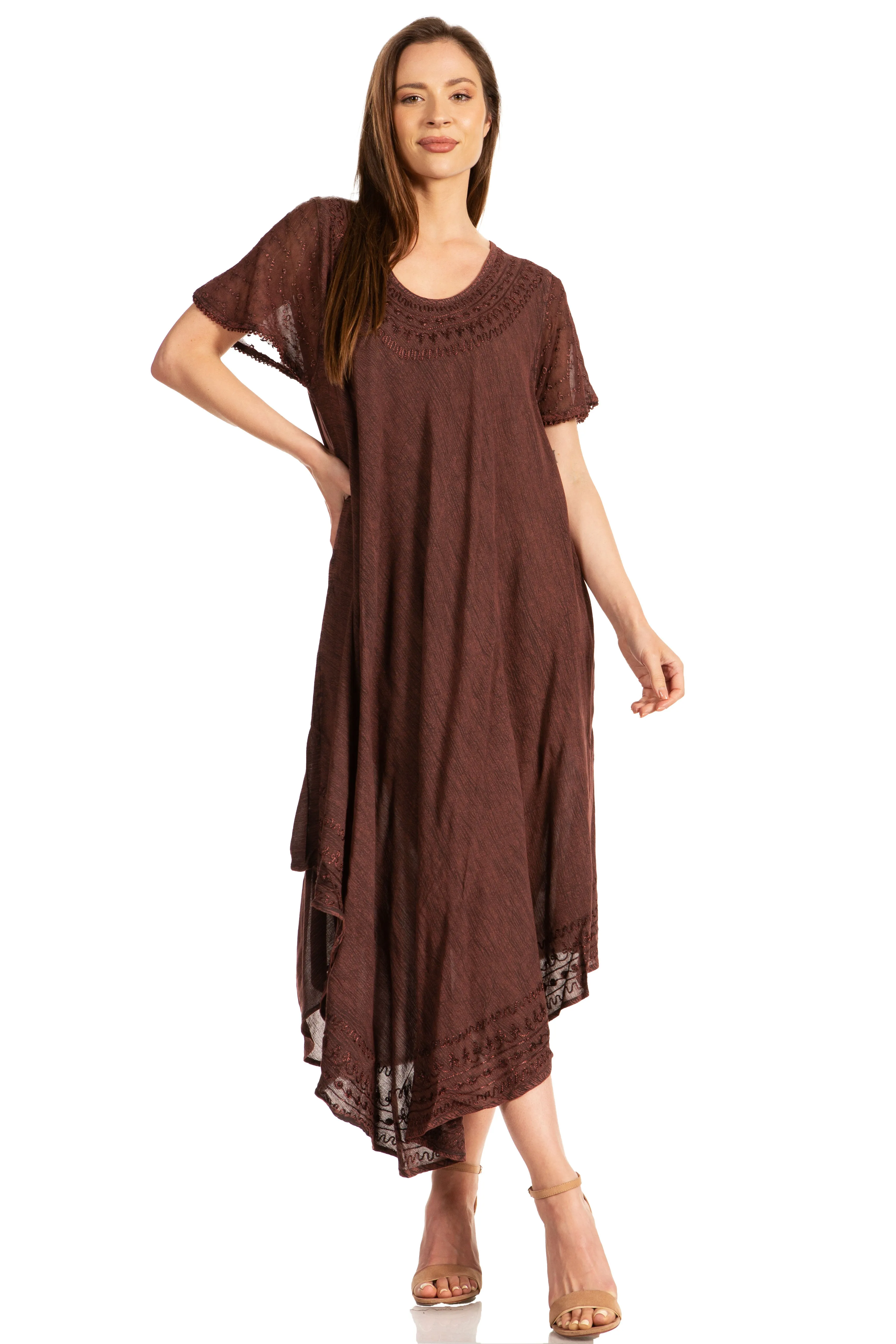 Sakkas Everyday Essentials Cap Sleeve Caftan Dress / Cover Up