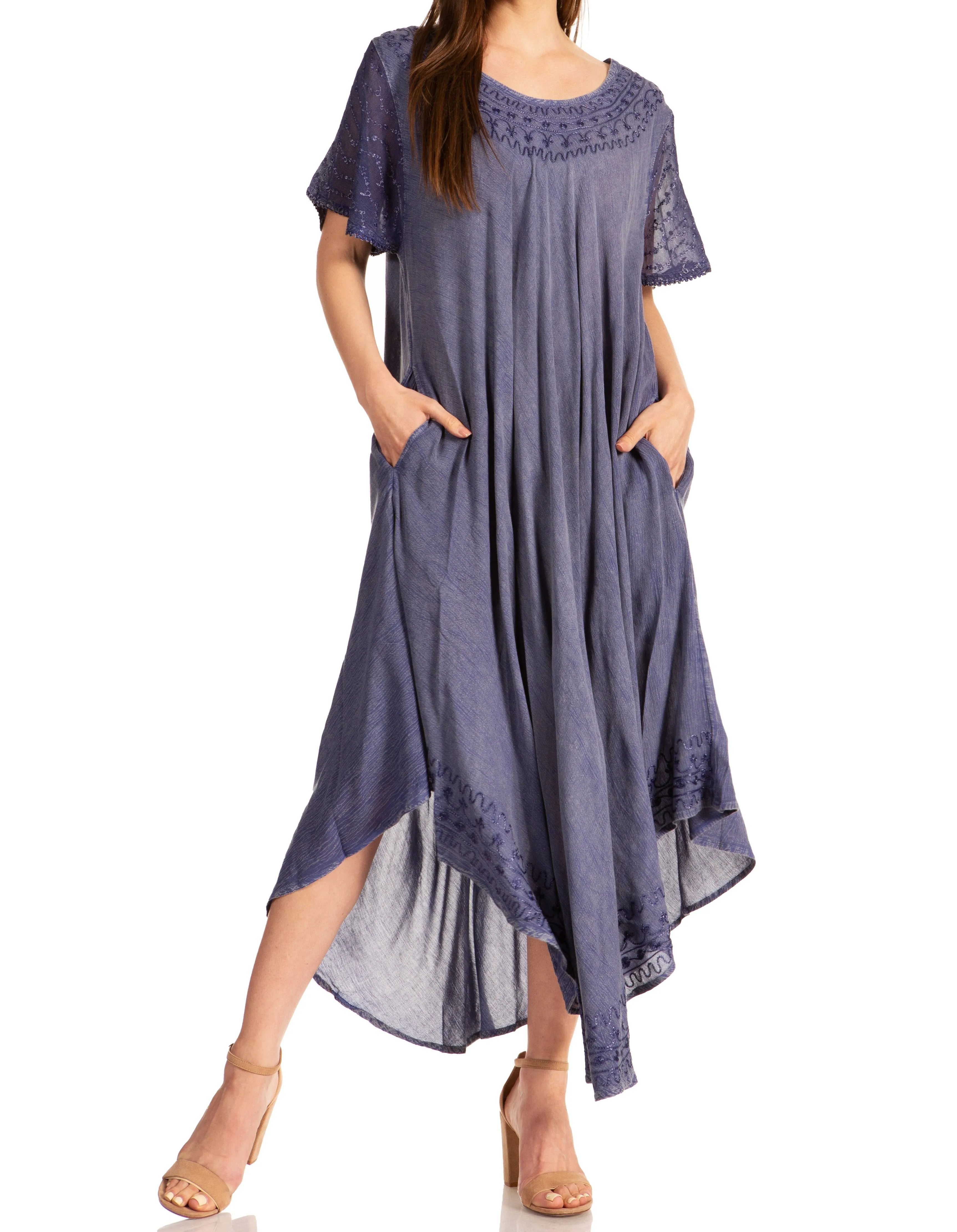 Sakkas Everyday Essentials Cap Sleeve Caftan Dress / Cover Up