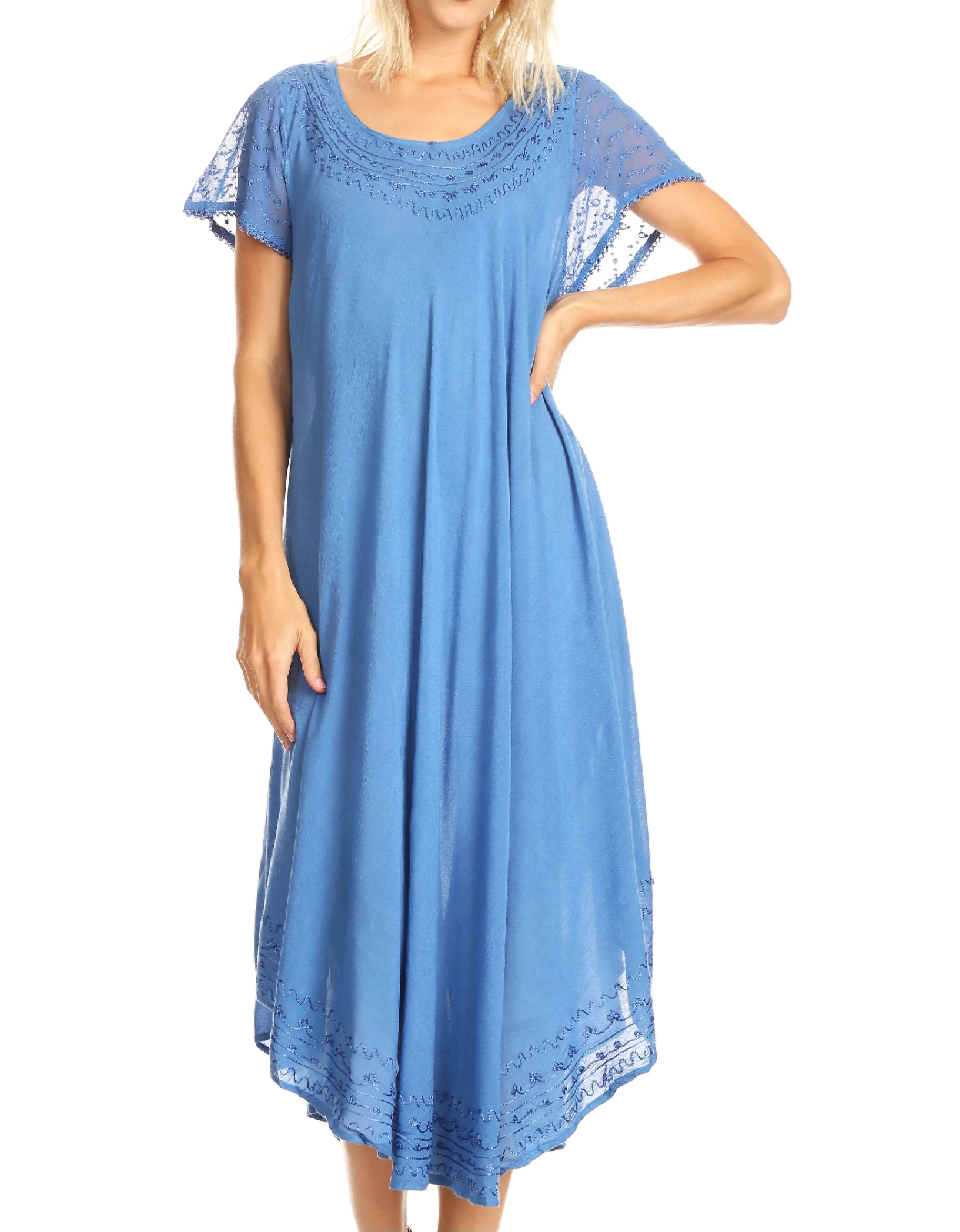 Sakkas Everyday Essentials Cap Sleeve Caftan Dress / Cover Up