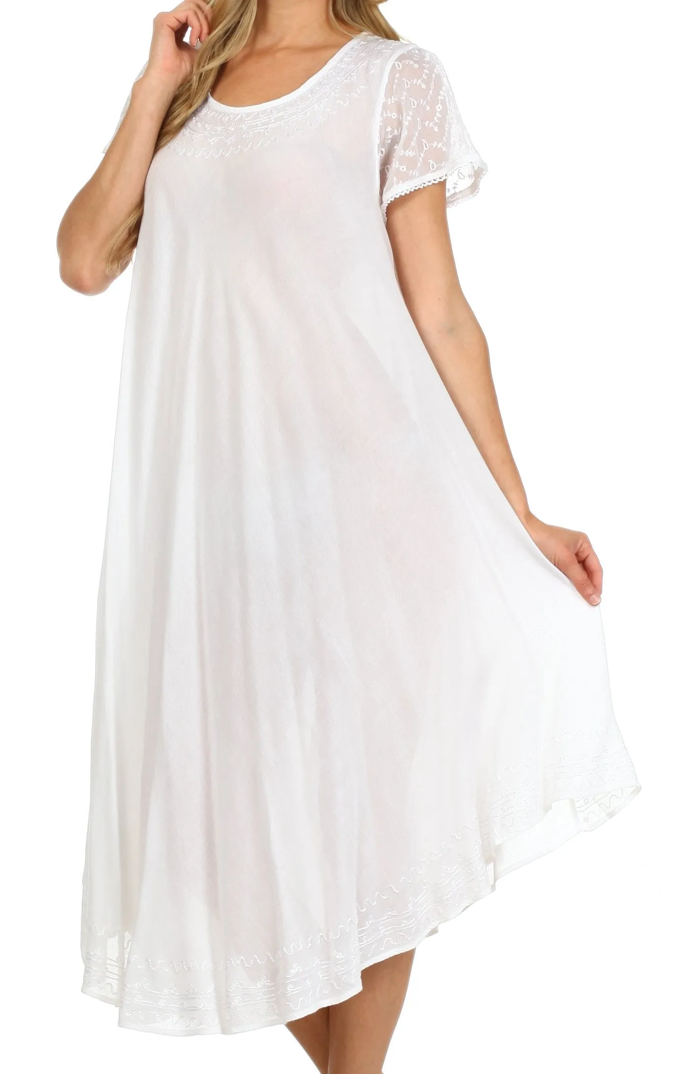 Sakkas Everyday Essentials Cap Sleeve Caftan Dress / Cover Up