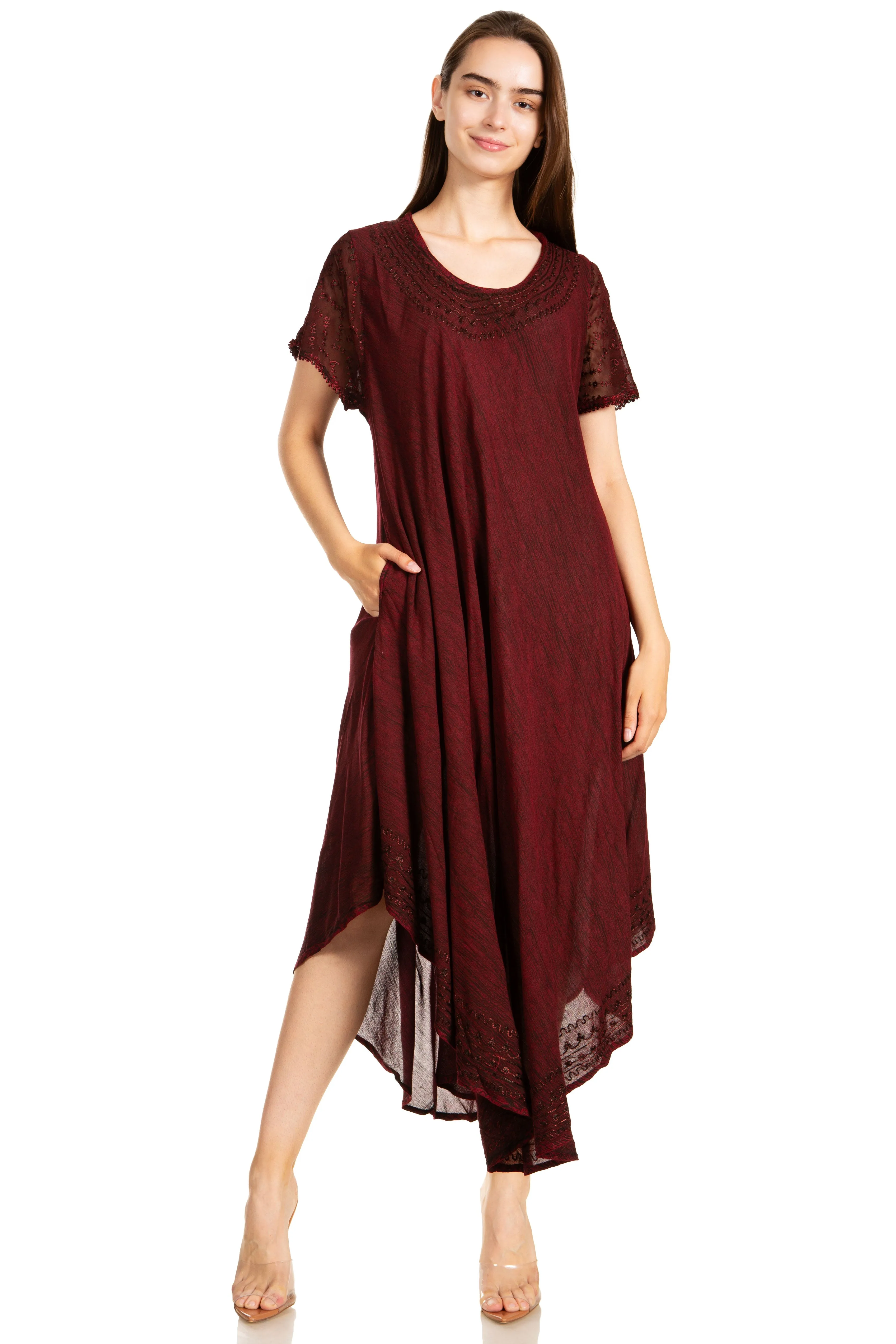 Sakkas Everyday Essentials Cap Sleeve Caftan Dress / Cover Up