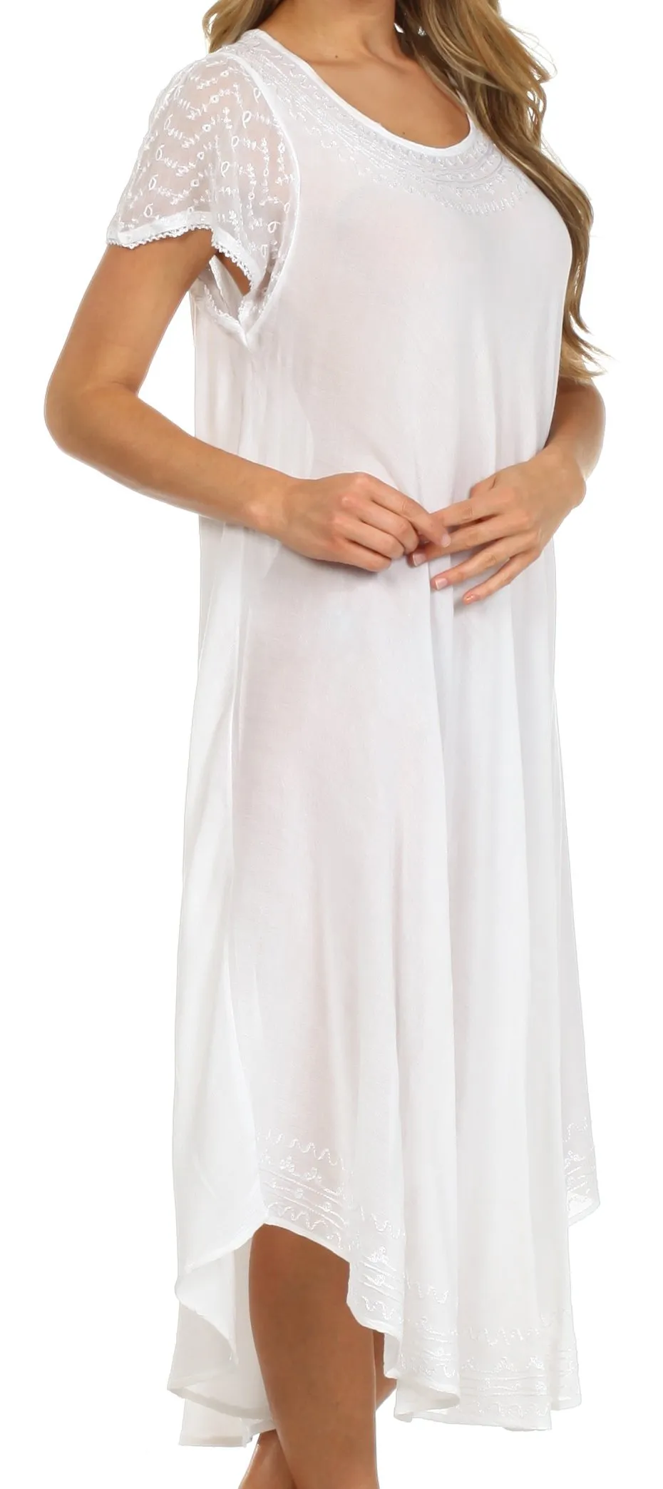 Sakkas Everyday Essentials Cap Sleeve Caftan Dress / Cover Up