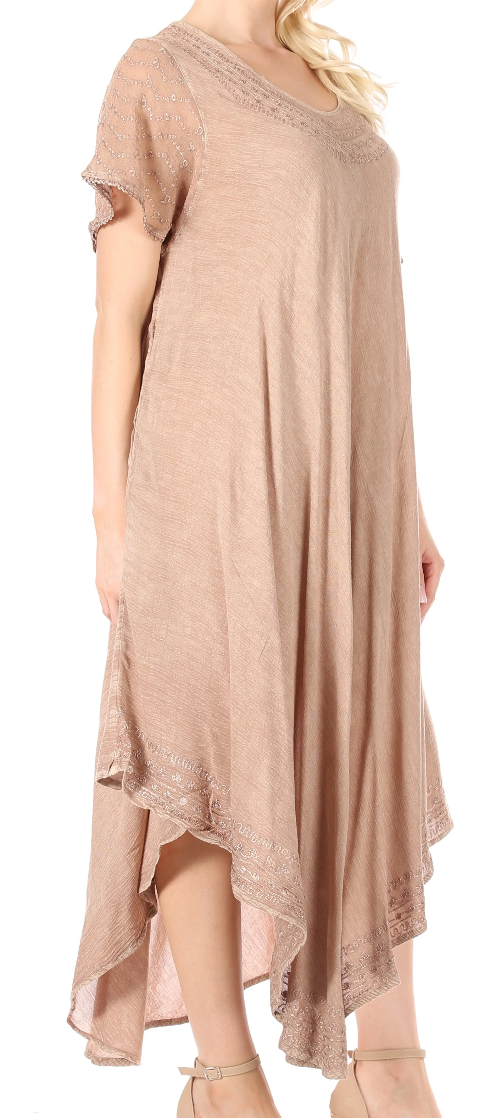 Sakkas Everyday Essentials Cap Sleeve Caftan Dress / Cover Up