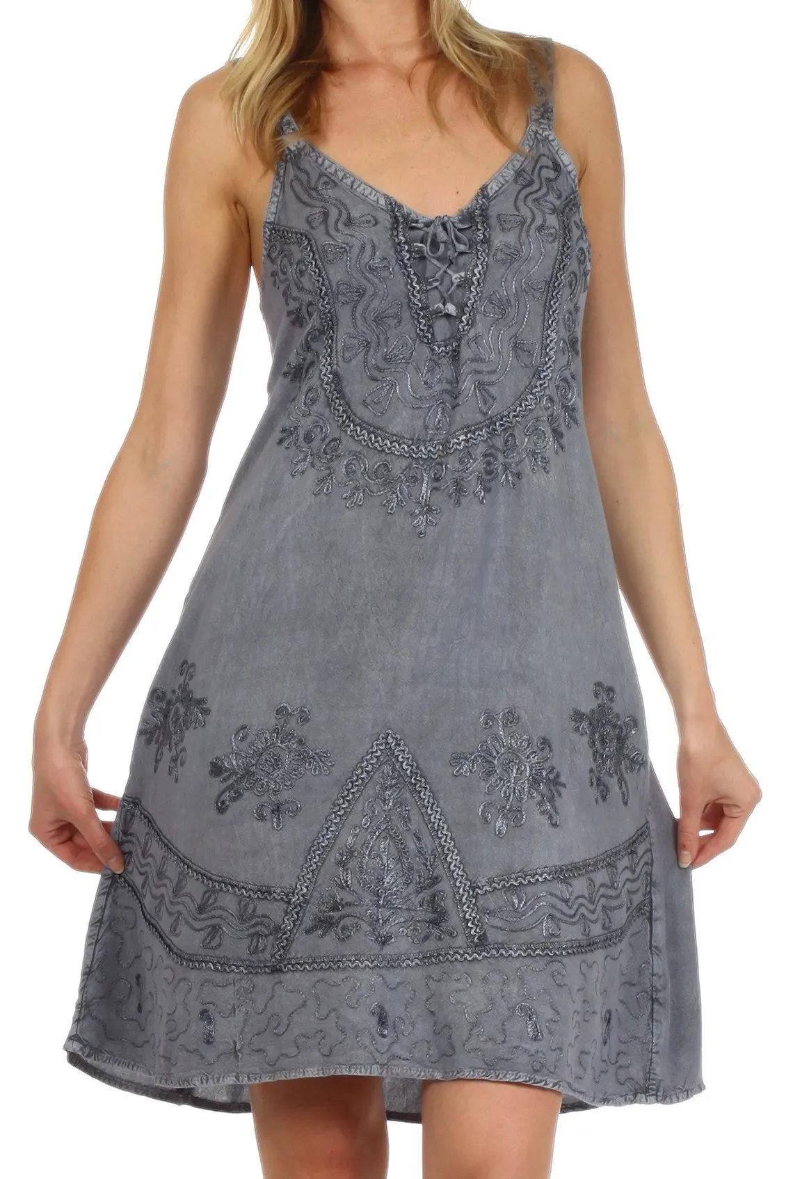 Sakkas Indira Embroidered Rayon Dress