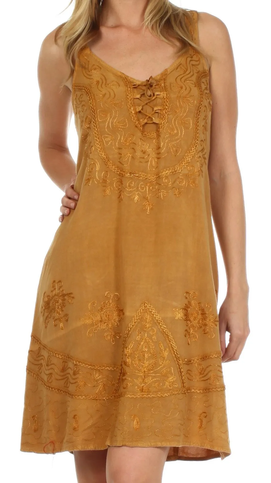 Sakkas Indira Embroidered Rayon Dress