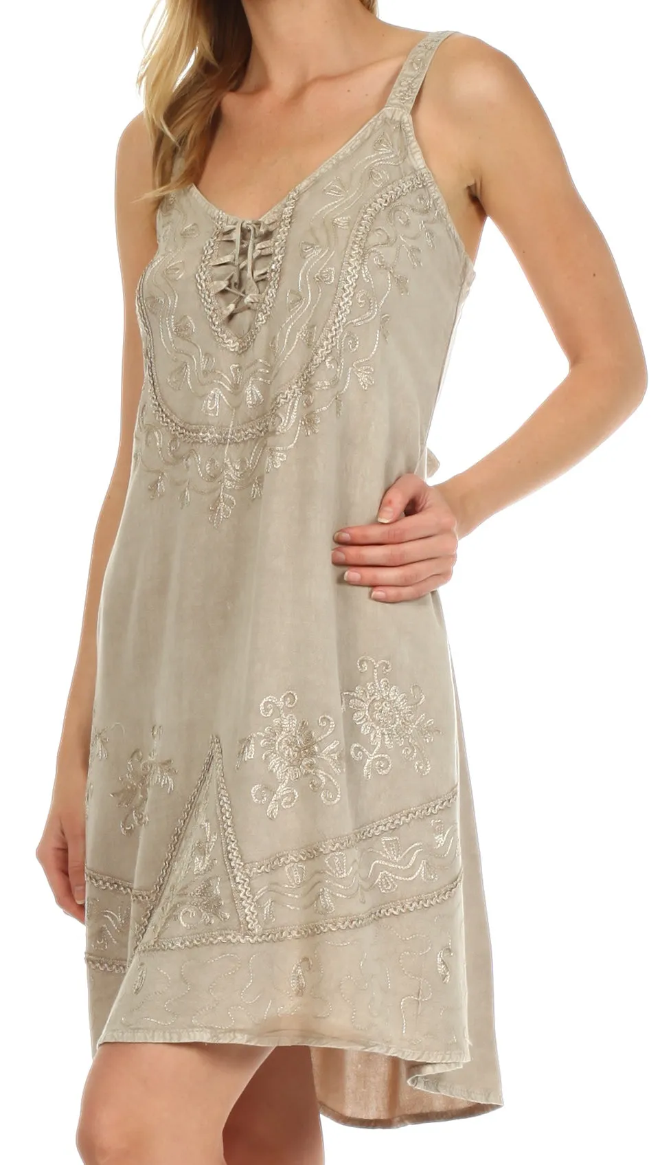 Sakkas Indira Embroidered Rayon Dress