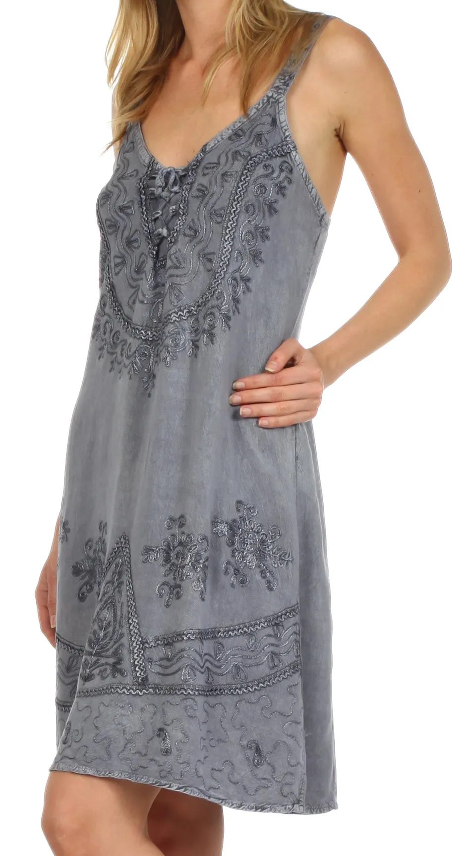 Sakkas Indira Embroidered Rayon Dress