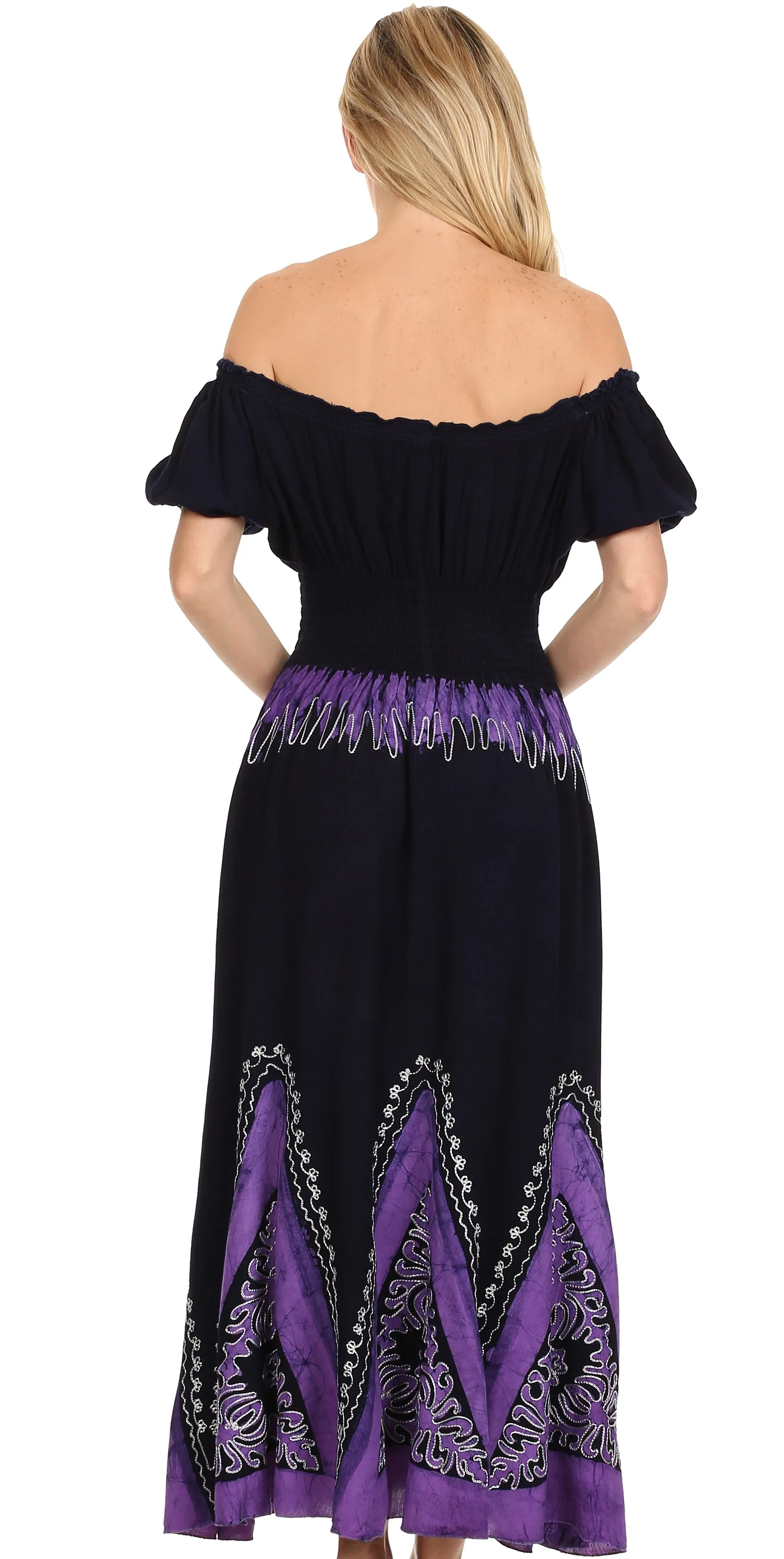 Sakkas Jacquelyn Batik Embroidered Peasant Dress