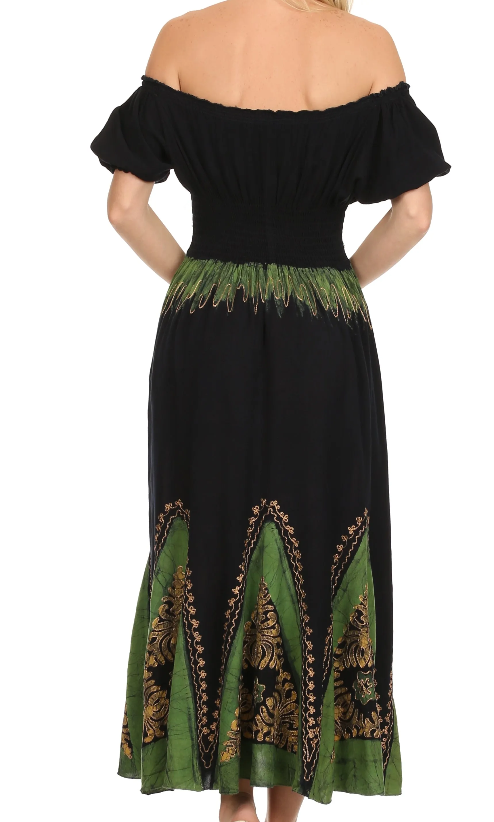 Sakkas Jacquelyn Batik Embroidered Peasant Dress