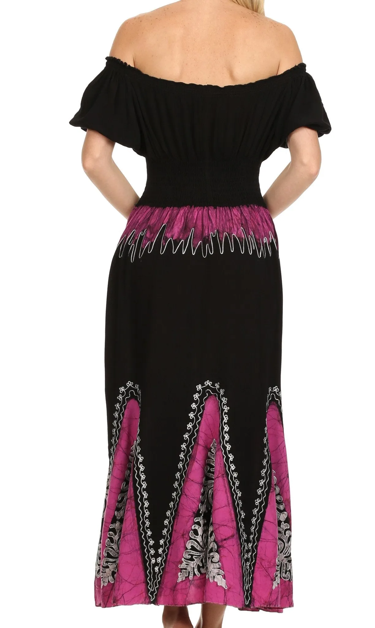 Sakkas Jacquelyn Batik Embroidered Peasant Dress