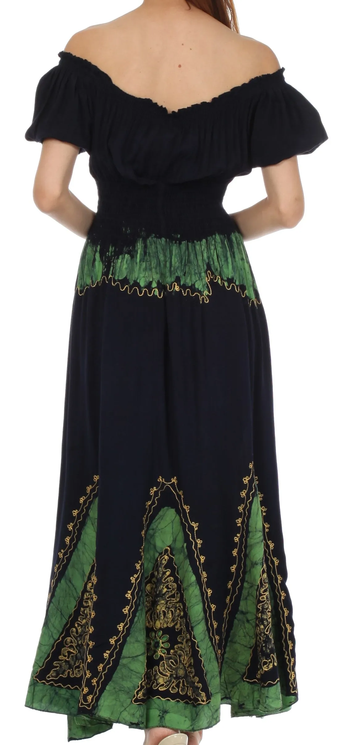 Sakkas Jacquelyn Batik Embroidered Peasant Dress