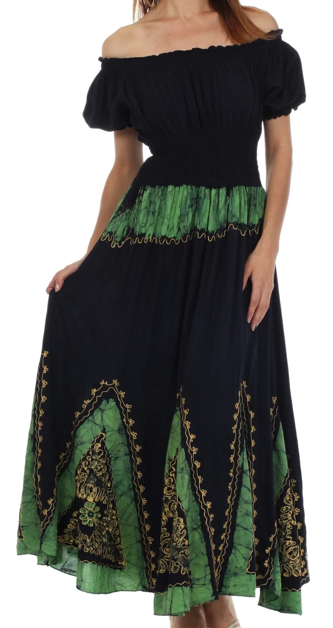 Sakkas Jacquelyn Batik Embroidered Peasant Dress