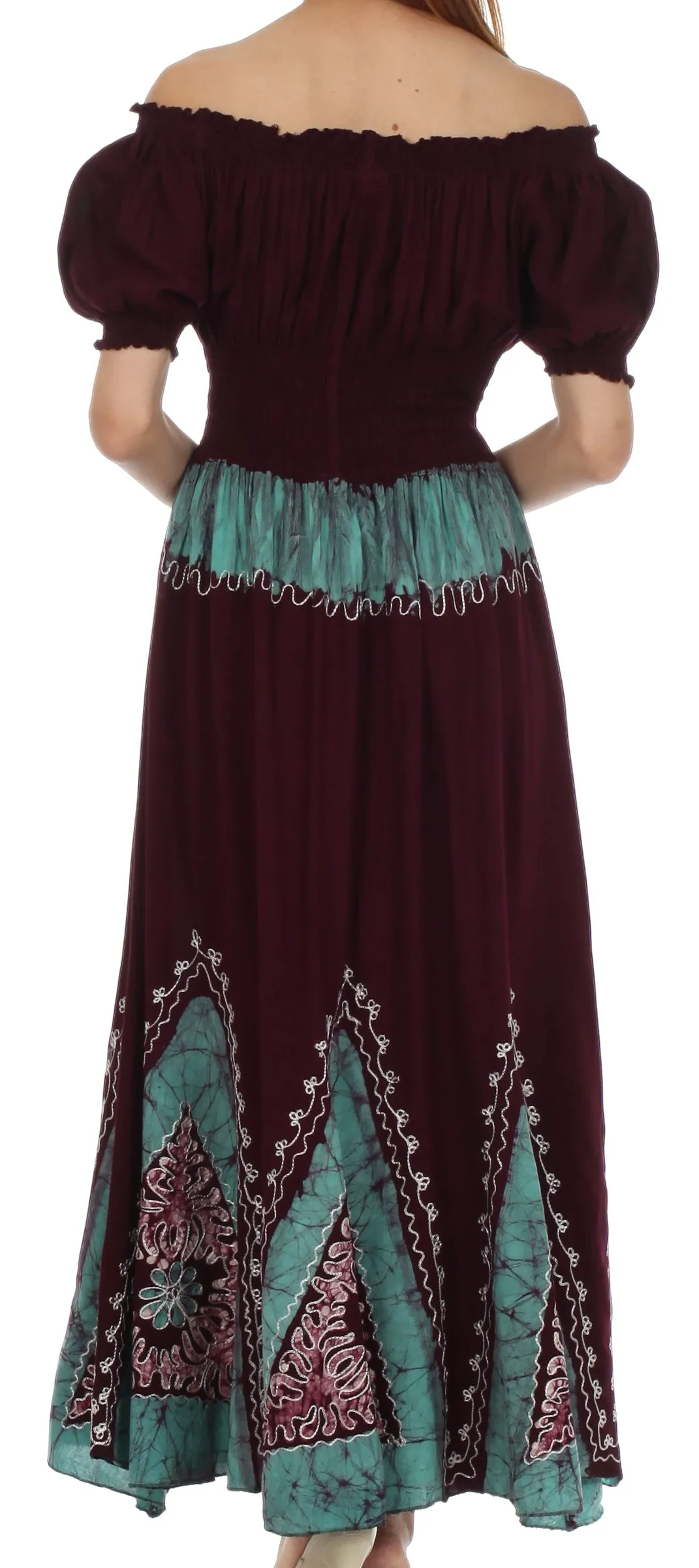 Sakkas Jacquelyn Batik Embroidered Peasant Dress