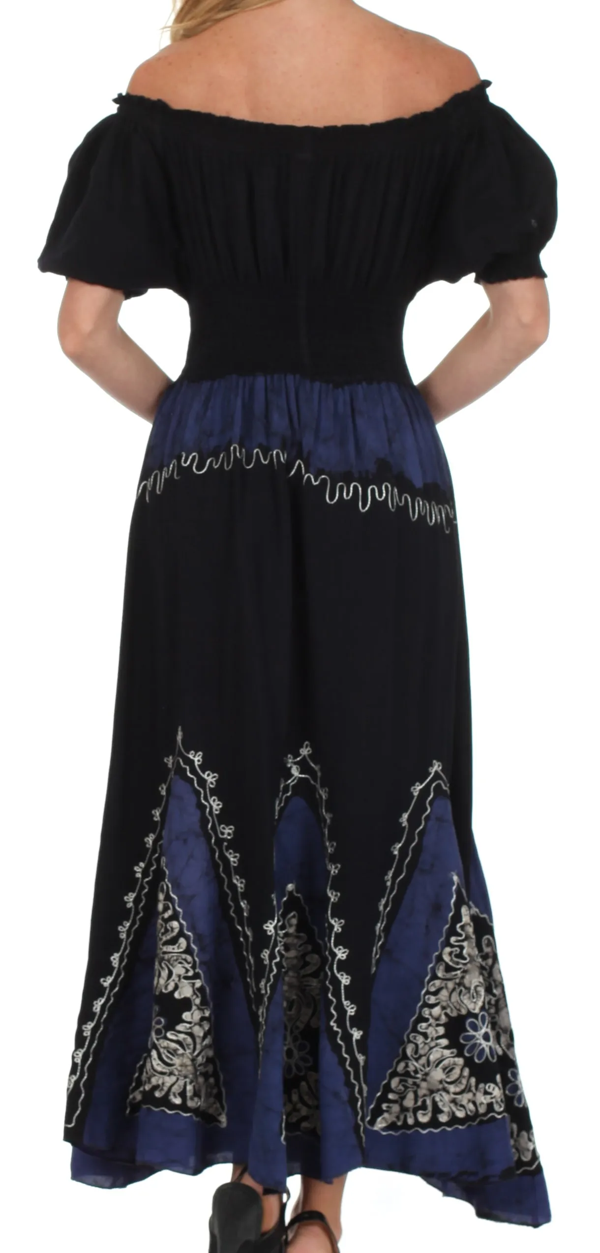 Sakkas Jacquelyn Batik Embroidered Peasant Dress