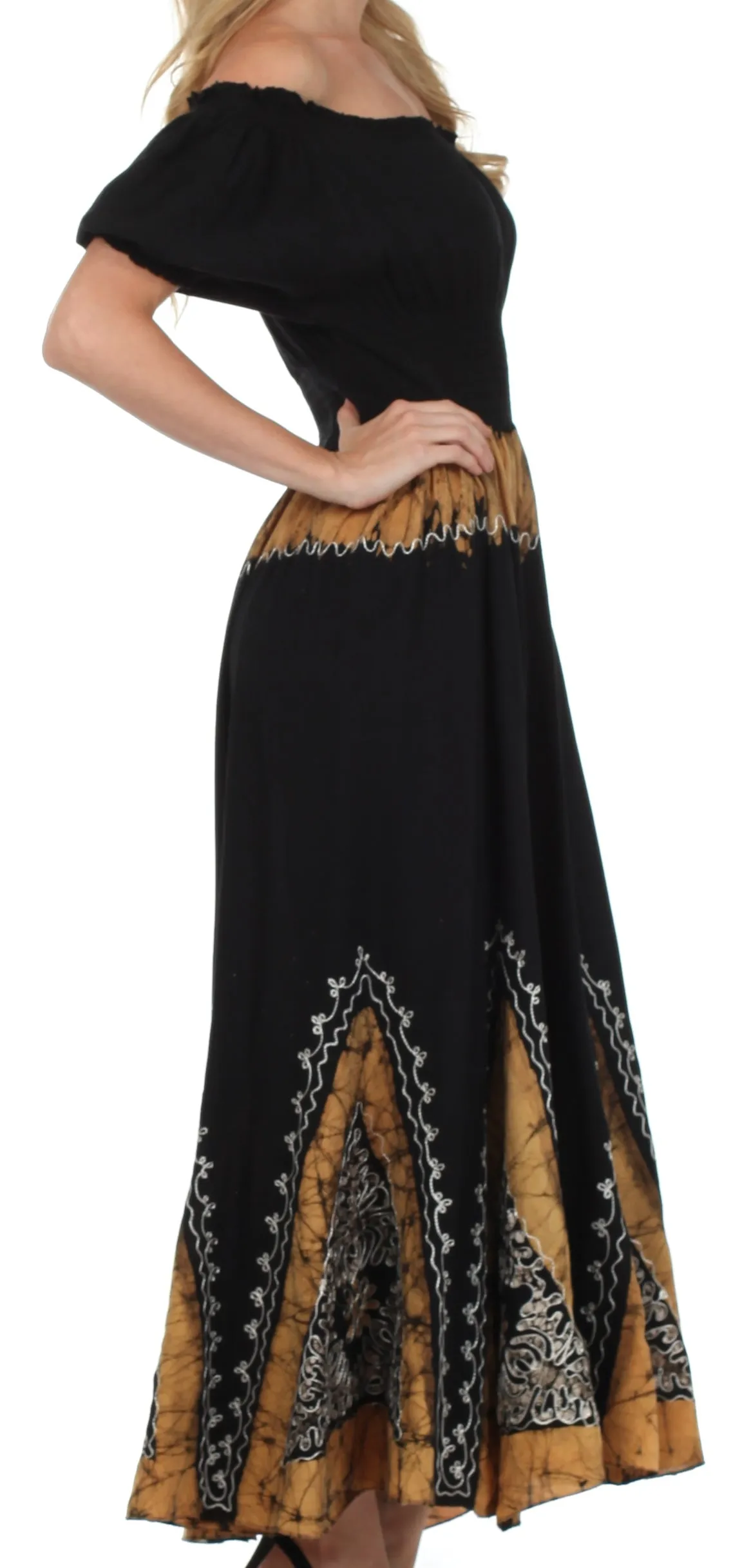 Sakkas Jacquelyn Batik Embroidered Peasant Dress