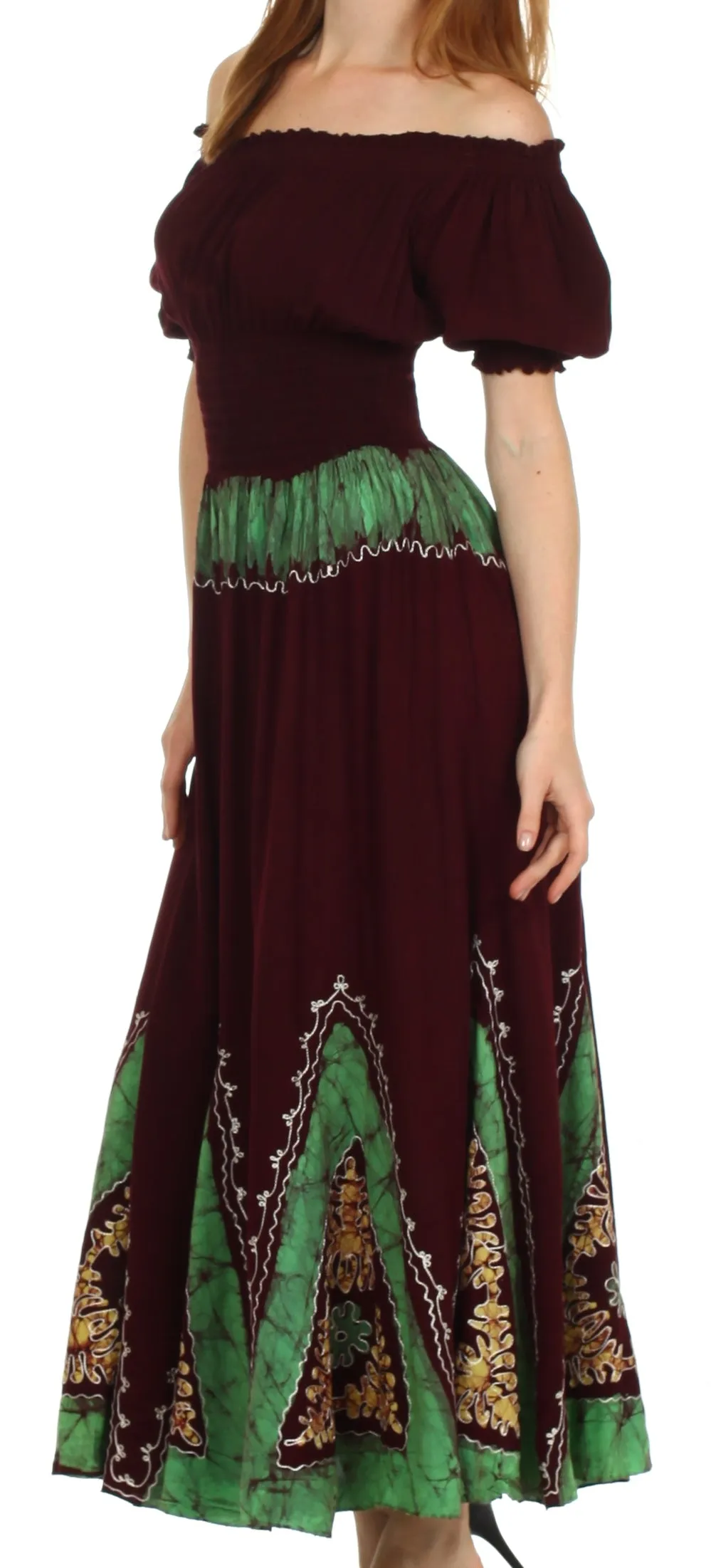 Sakkas Jacquelyn Batik Embroidered Peasant Dress