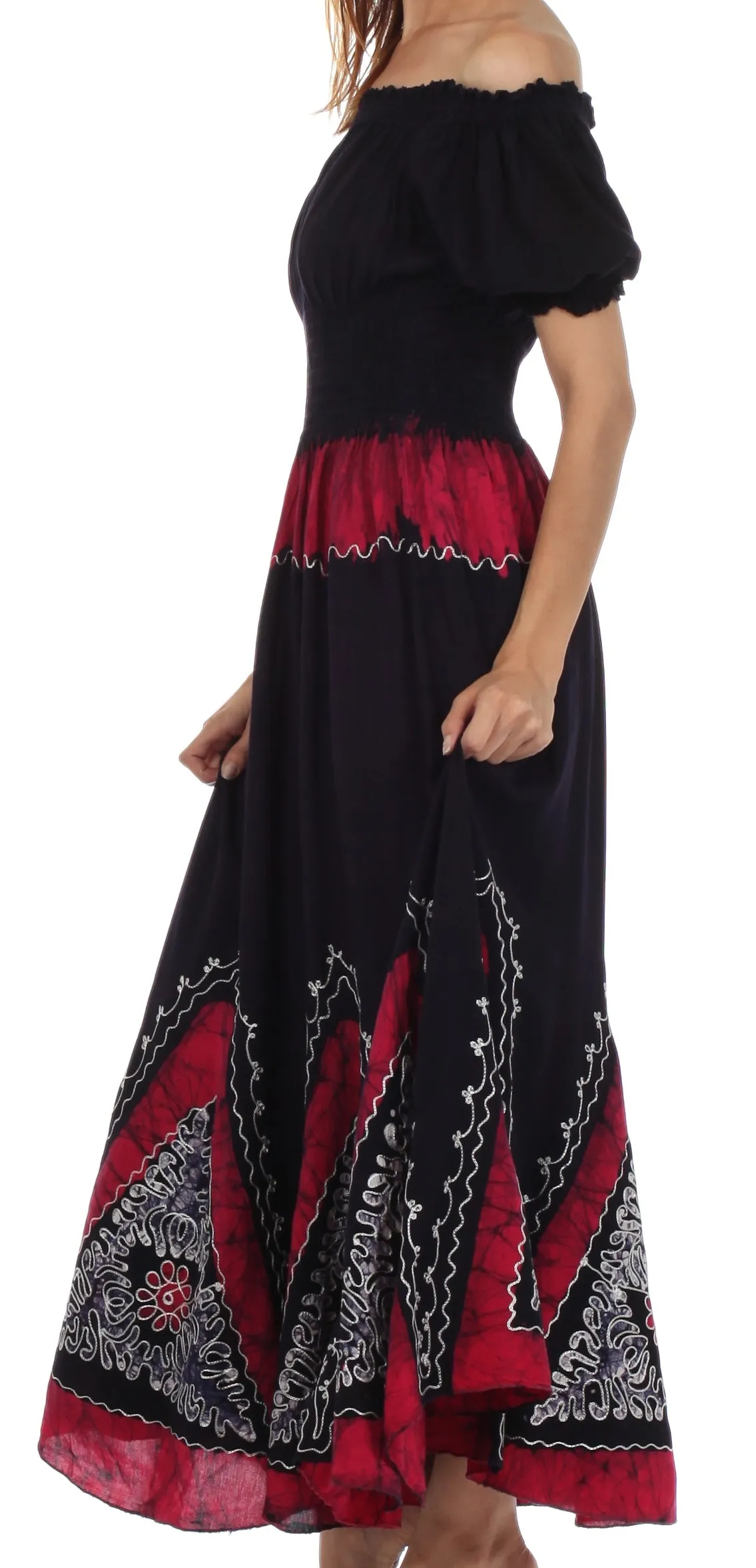 Sakkas Jacquelyn Batik Embroidered Peasant Dress