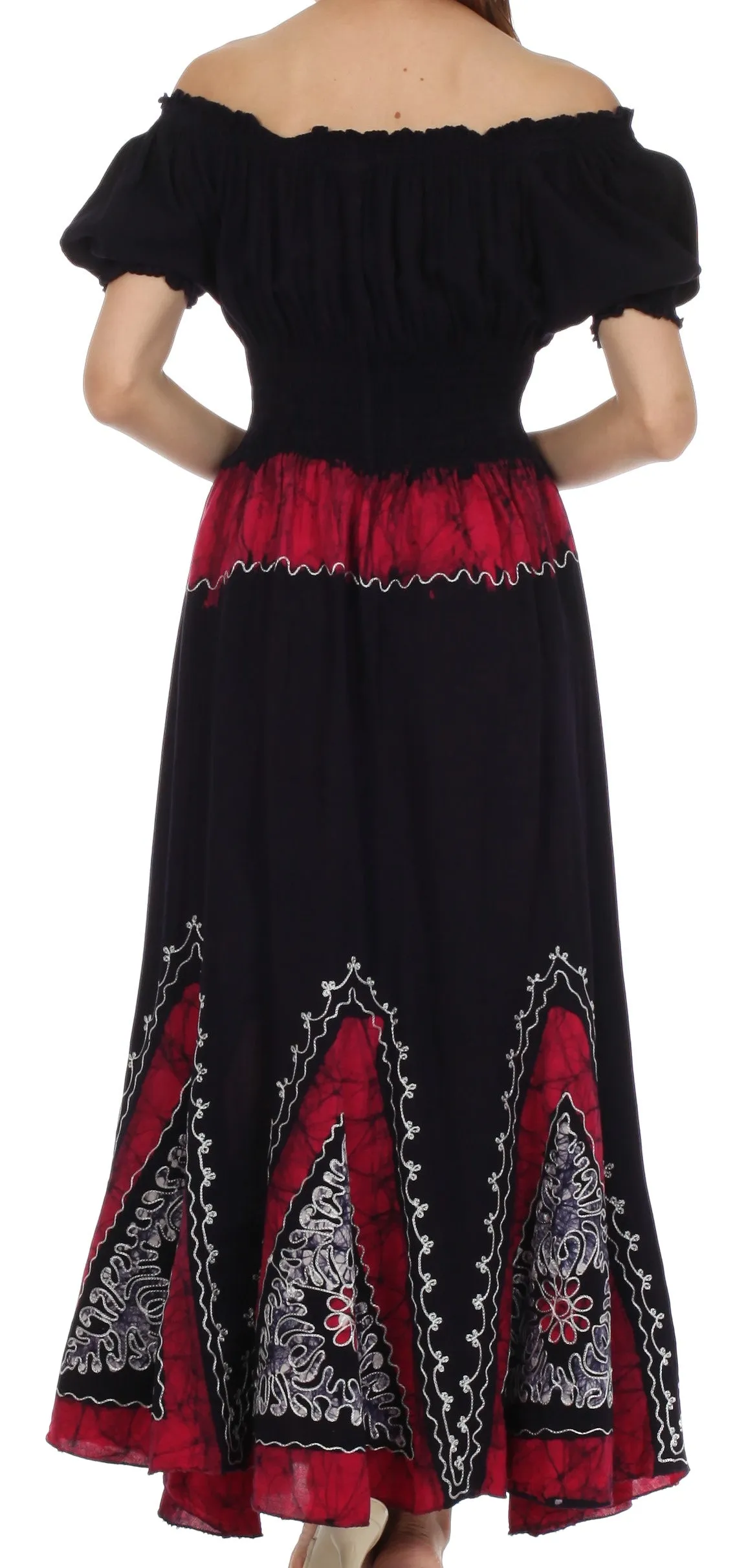 Sakkas Jacquelyn Batik Embroidered Peasant Dress