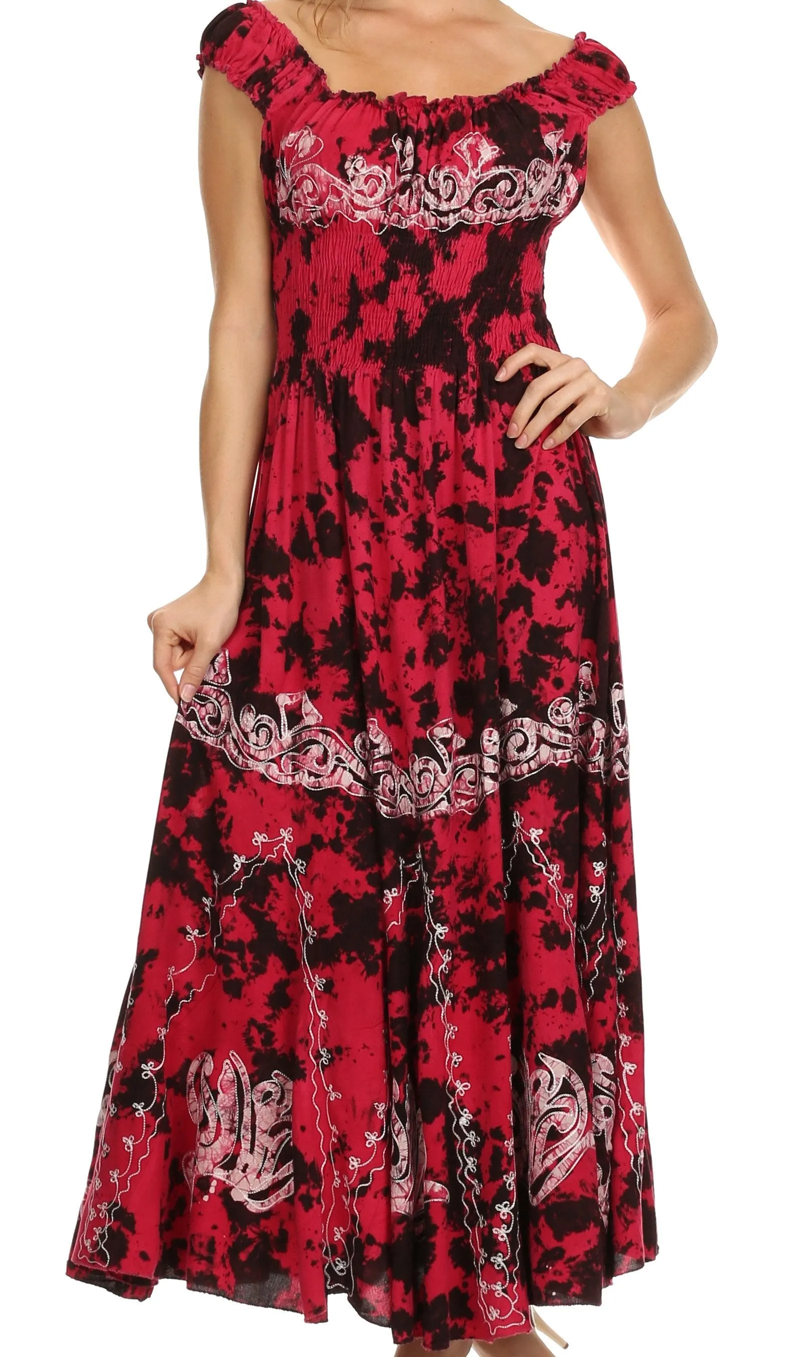 Sakkas Jamilah Gypsy Boho Peasant Batik Dress