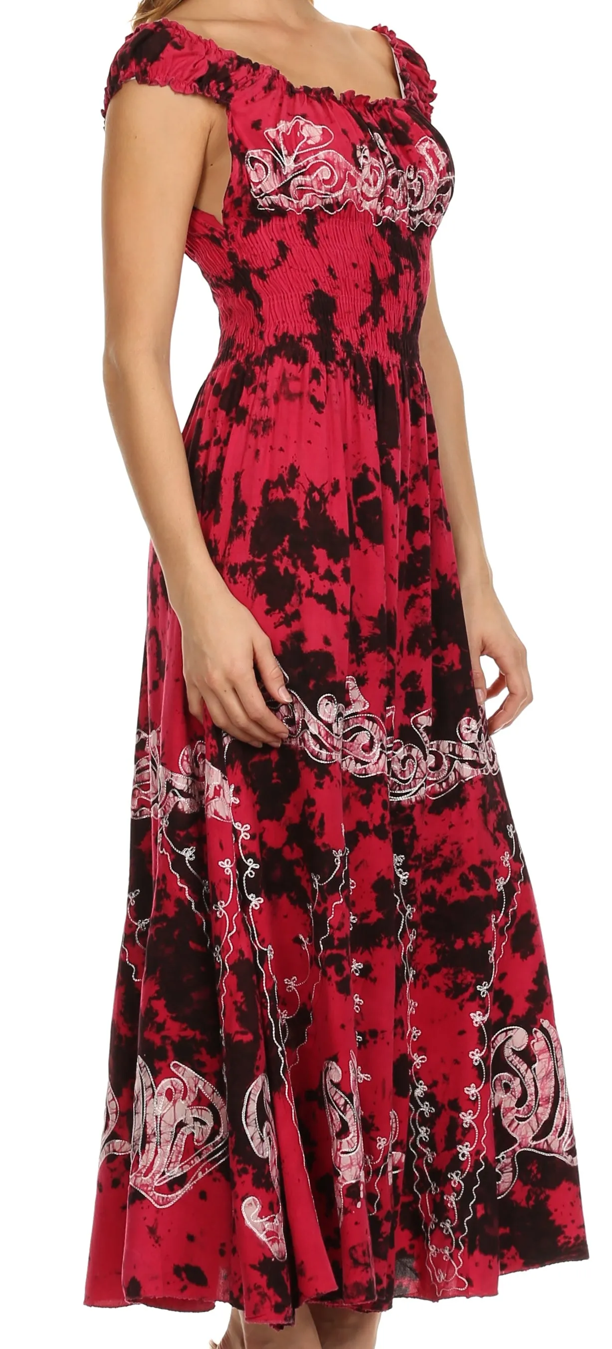 Sakkas Jamilah Gypsy Boho Peasant Batik Dress