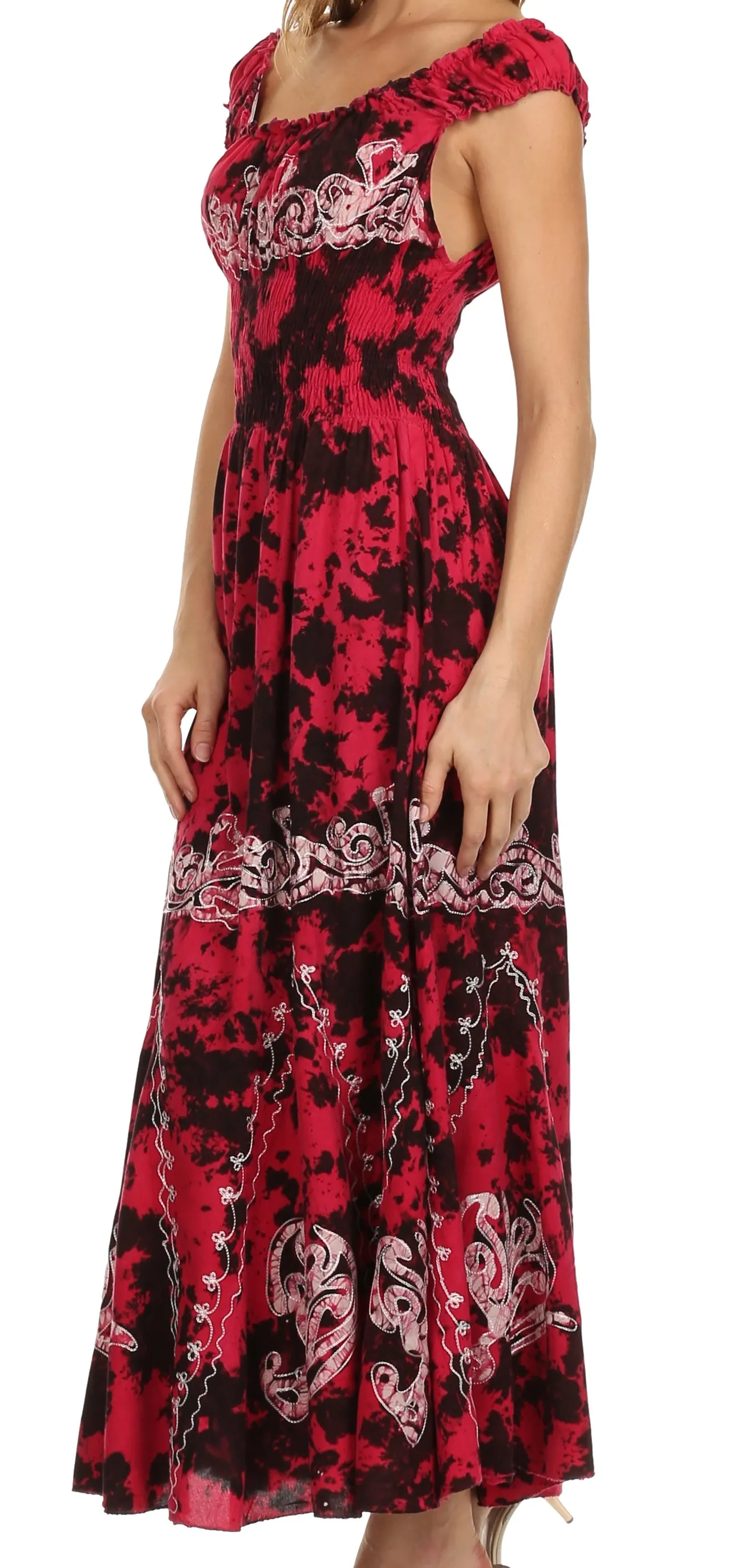 Sakkas Jamilah Gypsy Boho Peasant Batik Dress