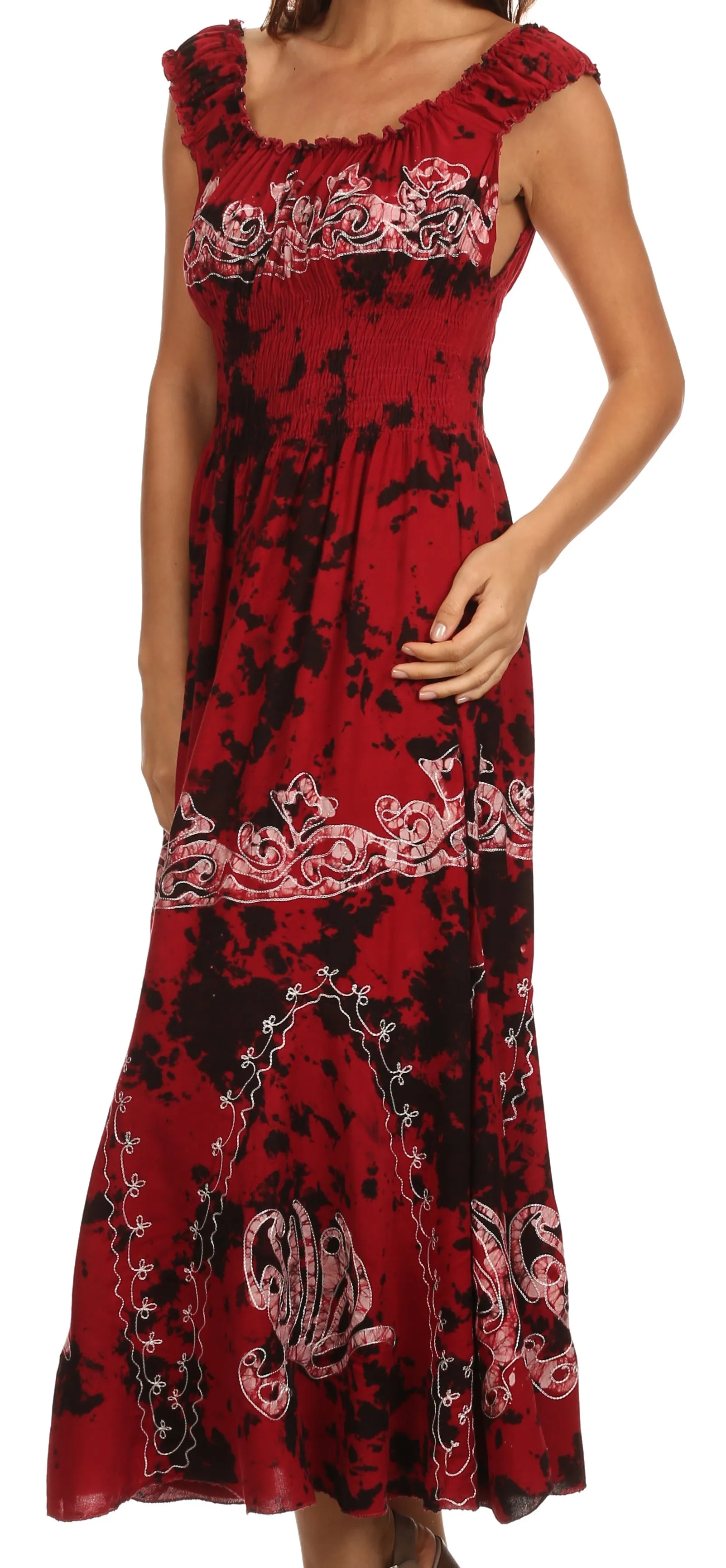 Sakkas Jamilah Gypsy Boho Peasant Batik Dress