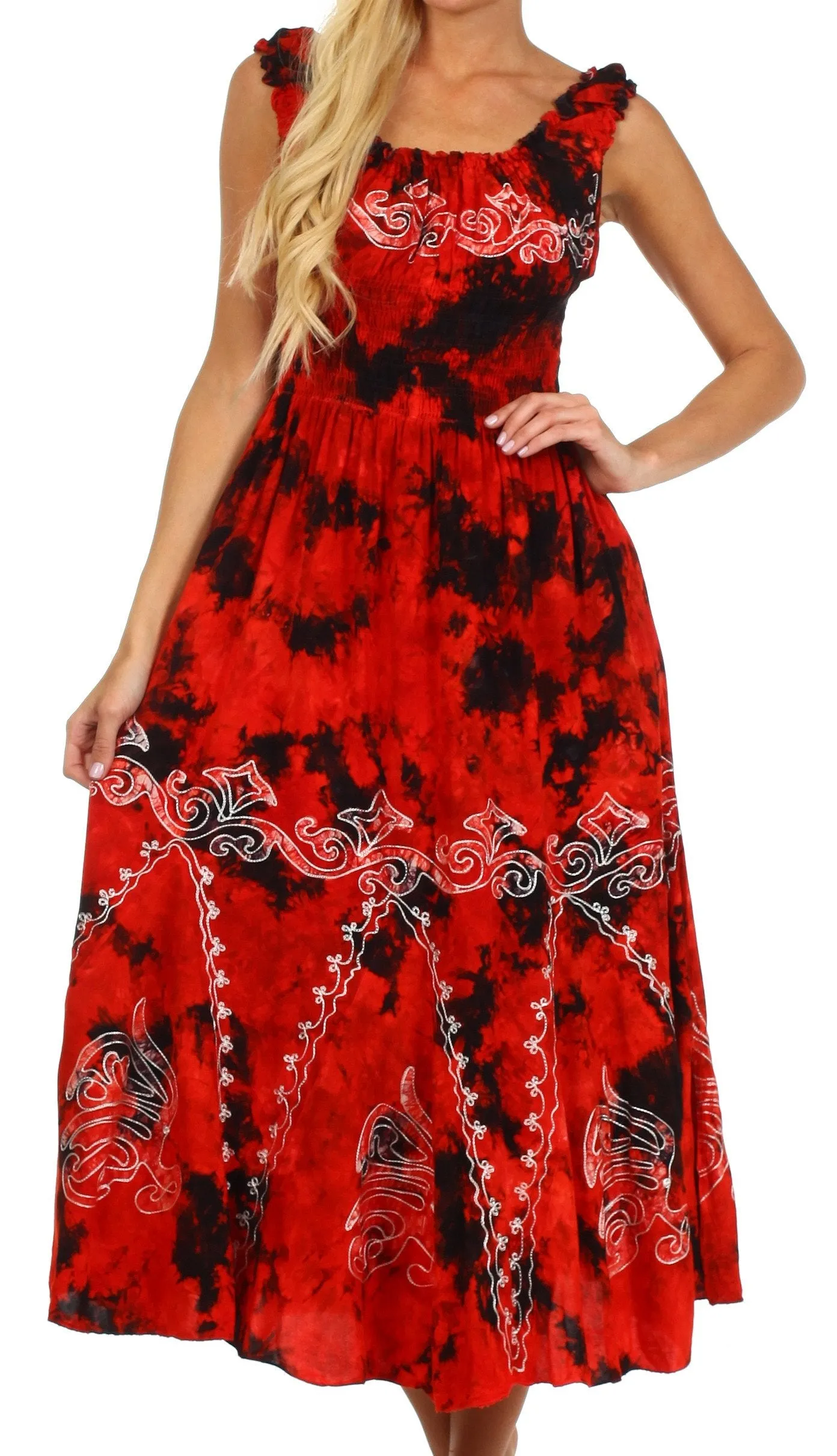 Sakkas Jamilah Gypsy Boho Peasant Batik Dress