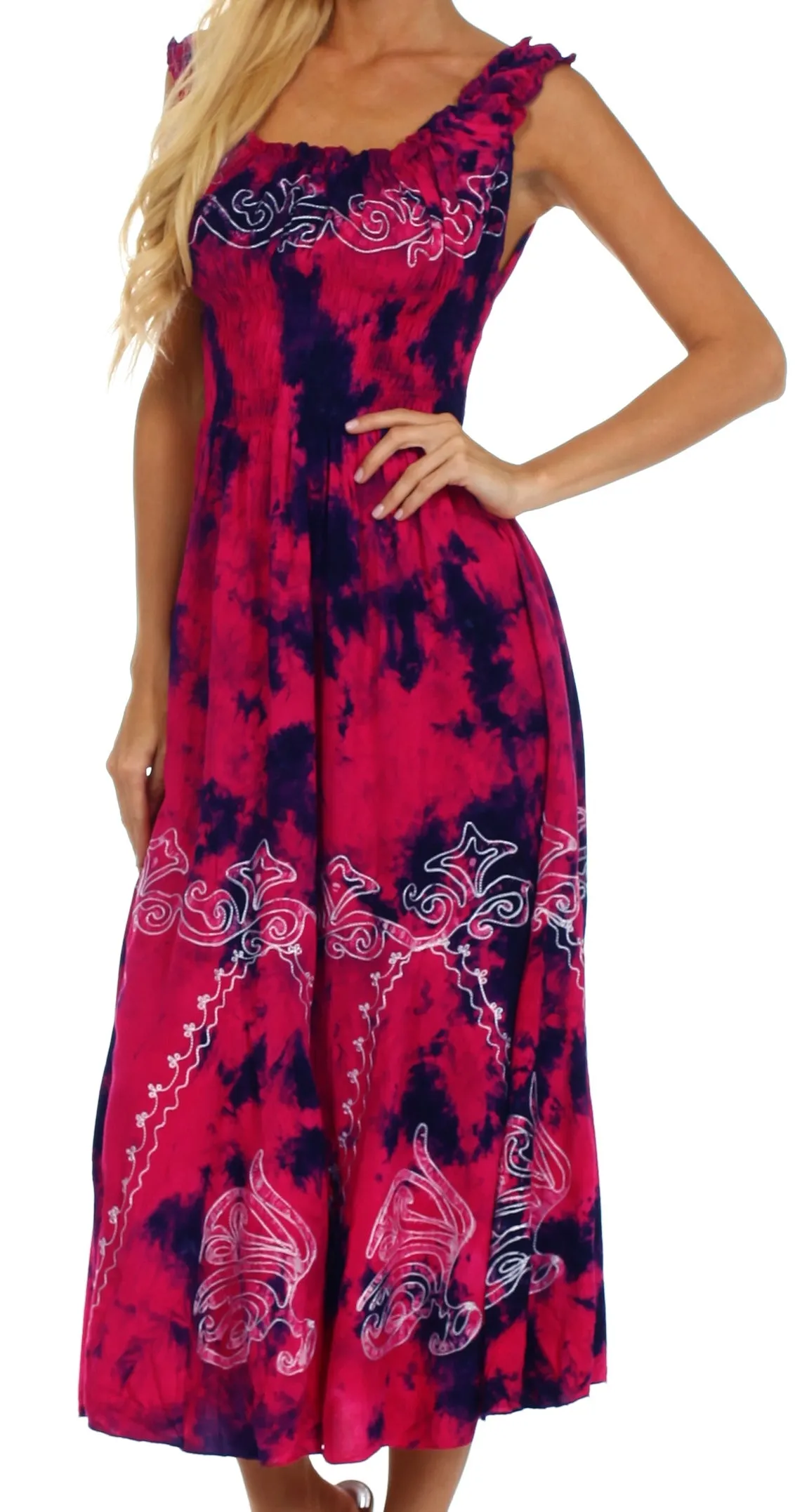 Sakkas Jamilah Gypsy Boho Peasant Batik Dress