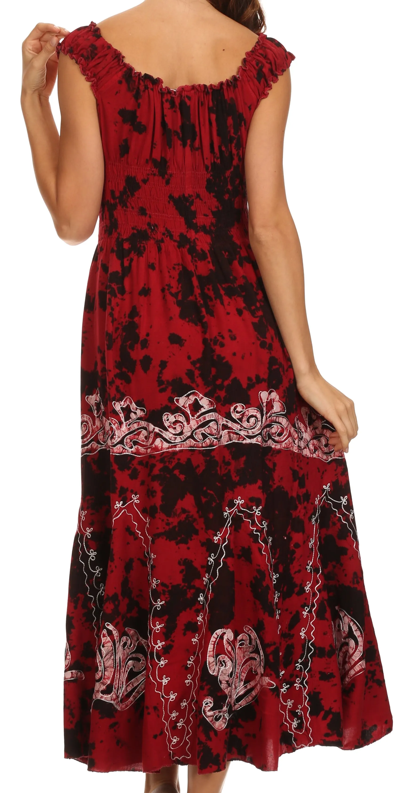 Sakkas Jamilah Gypsy Boho Peasant Batik Dress