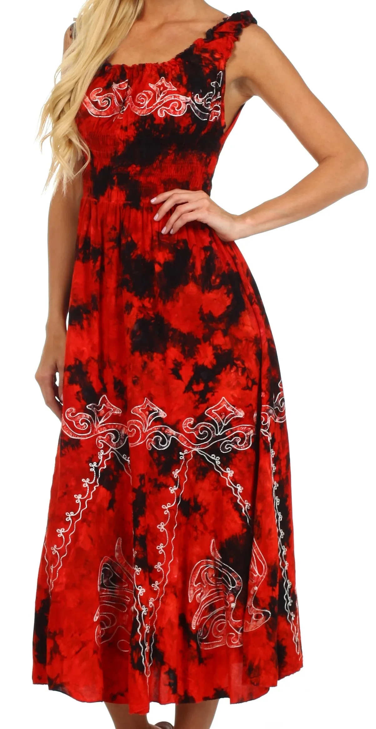 Sakkas Jamilah Gypsy Boho Peasant Batik Dress