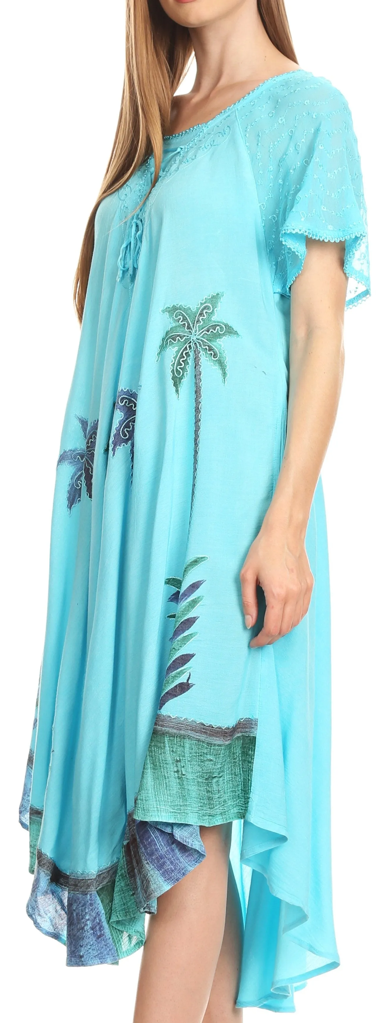 Sakkas Kai Palm Tree Caftan Tank Dress / Cover Up