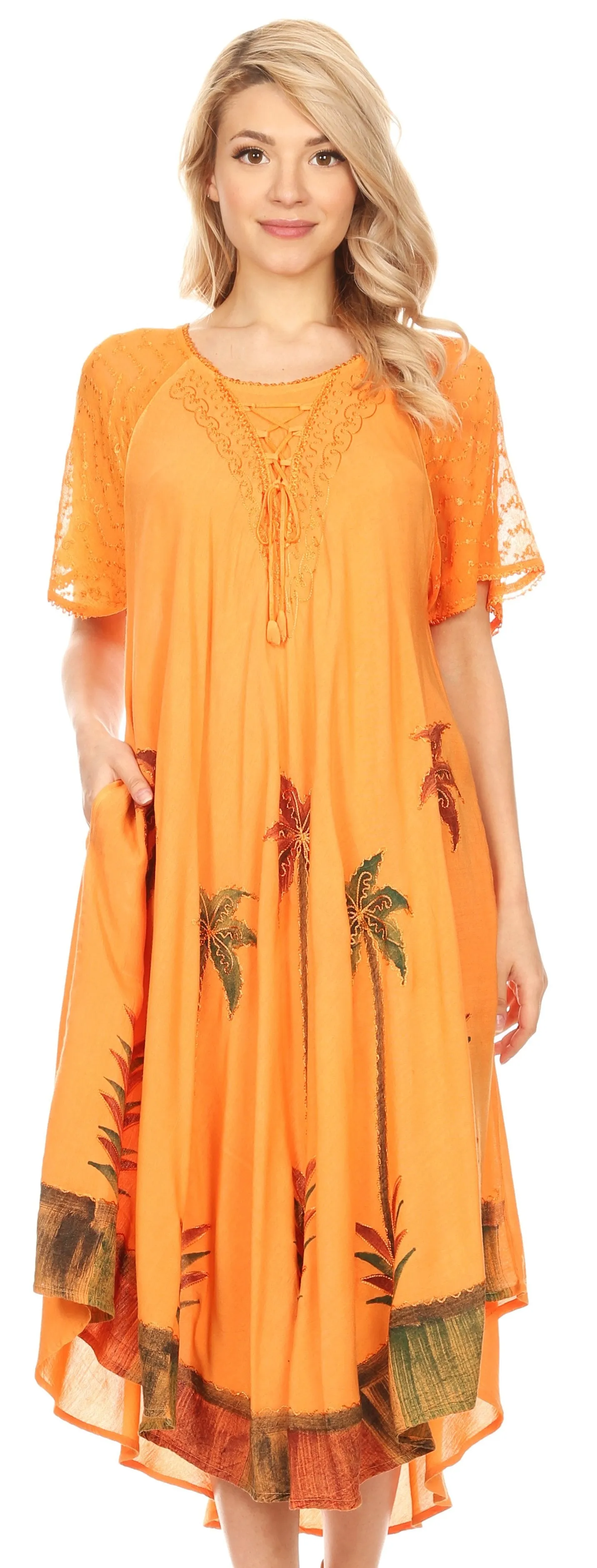 Sakkas Kai Palm Tree Caftan Tank Dress / Cover Up