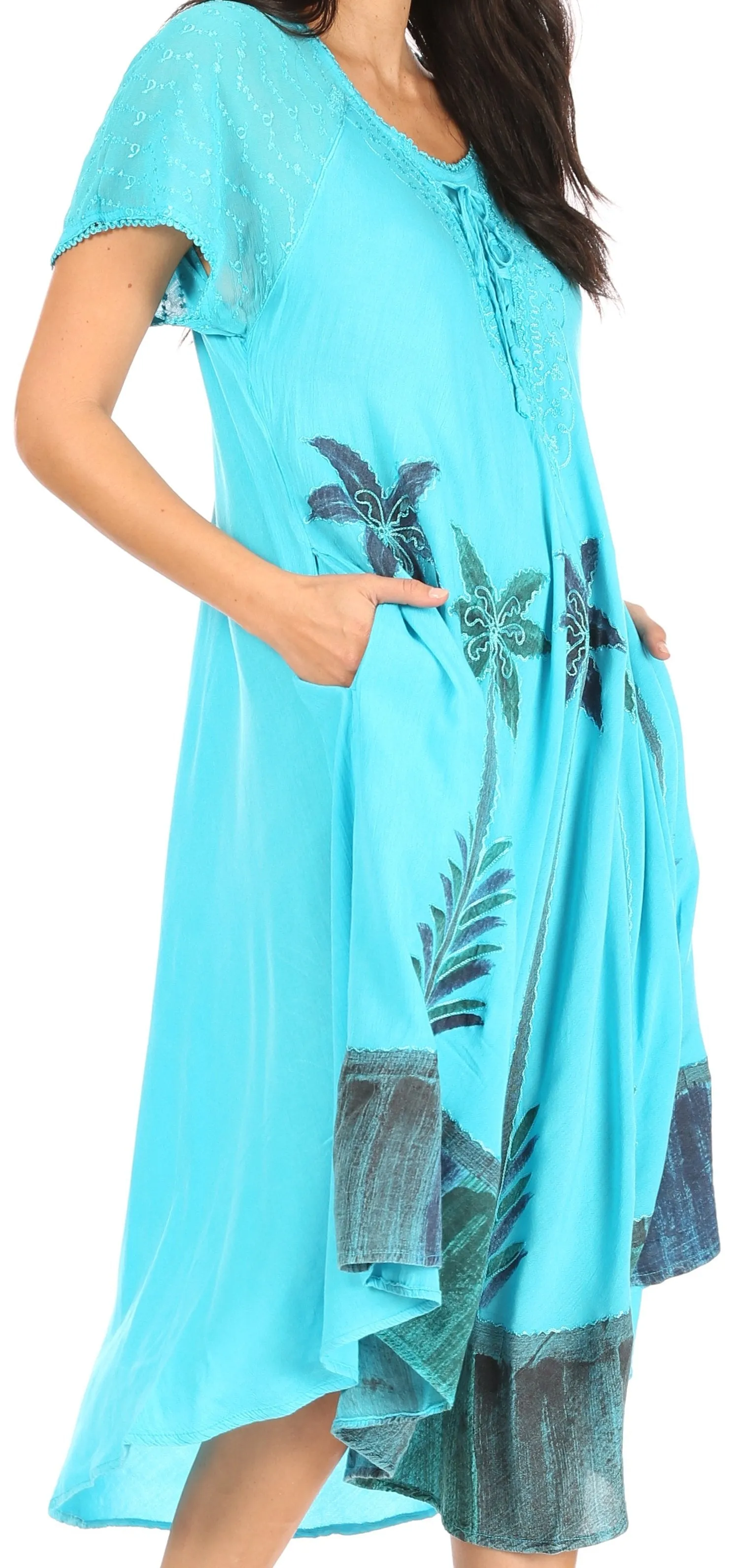 Sakkas Kai Palm Tree Caftan Tank Dress / Cover Up